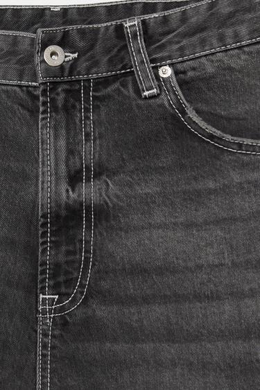 Embroidered baggy denim Bermuda shorts — Faded black 10