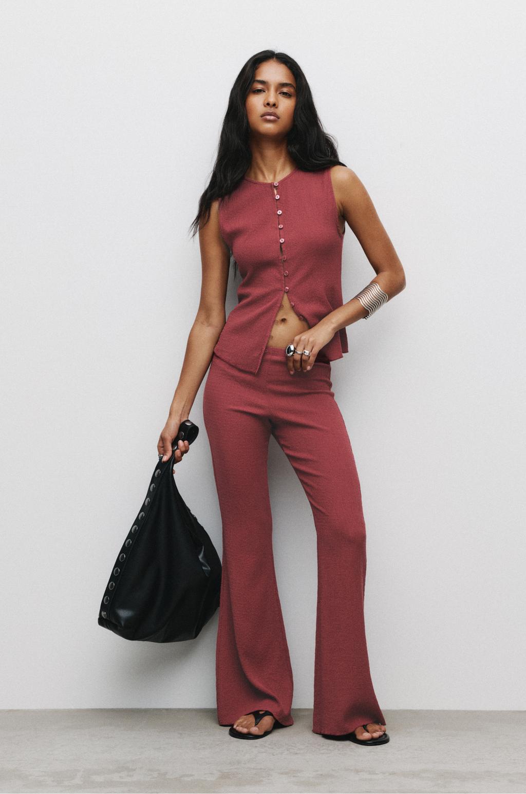 Pantaloni a campana in bambula PULL&BEAR