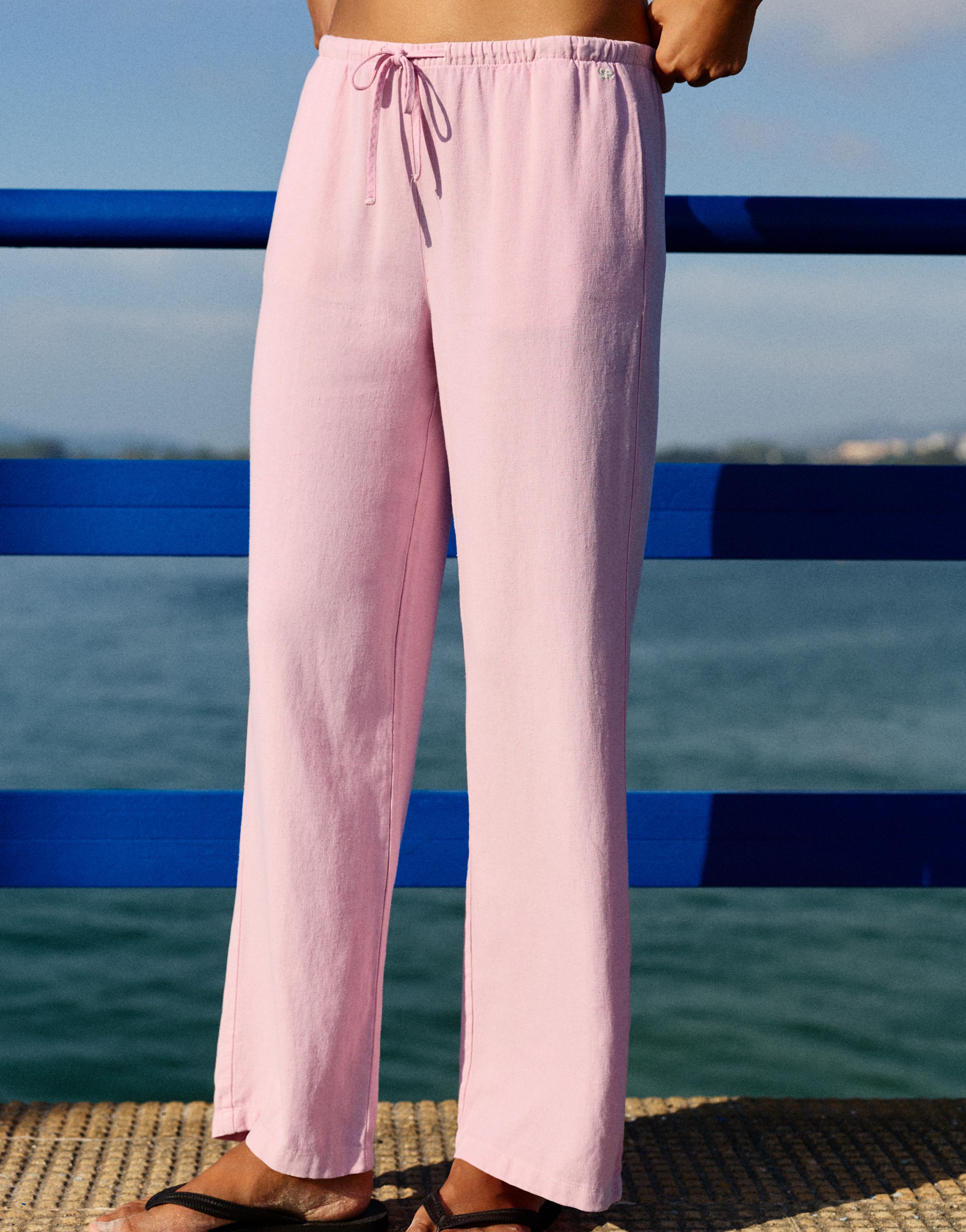 Linen blend joggers — Pink