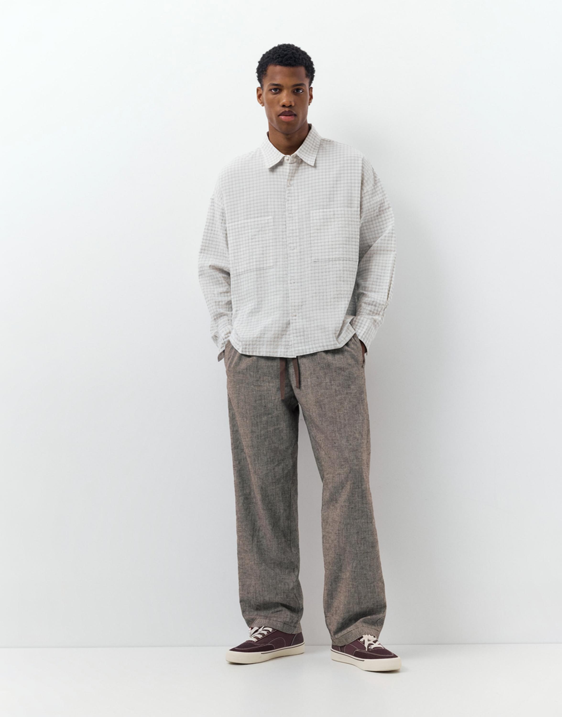 Linen blend jogger trousers — Chocolate