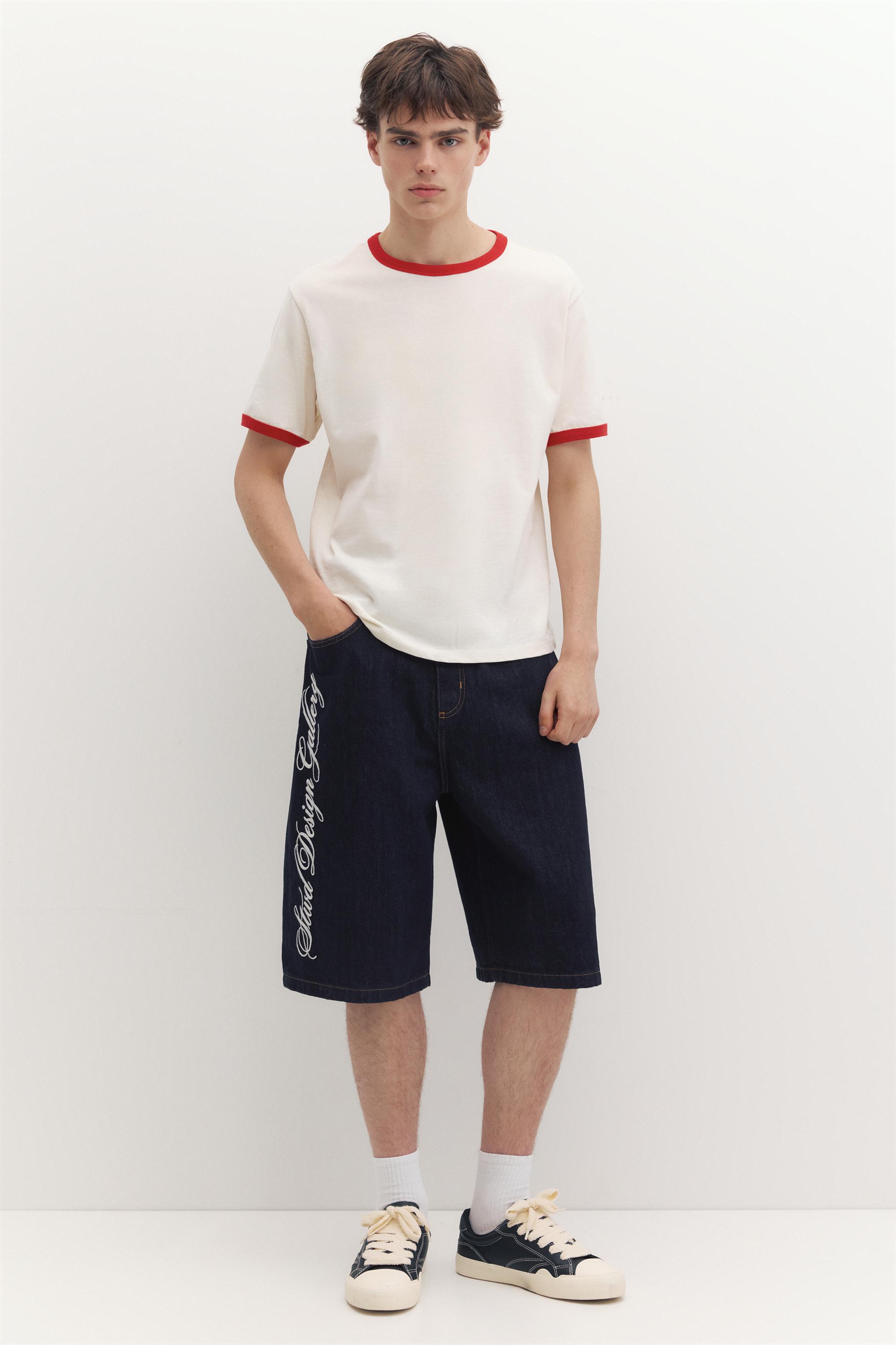 Bermuda Jeans Skater Con Scritta