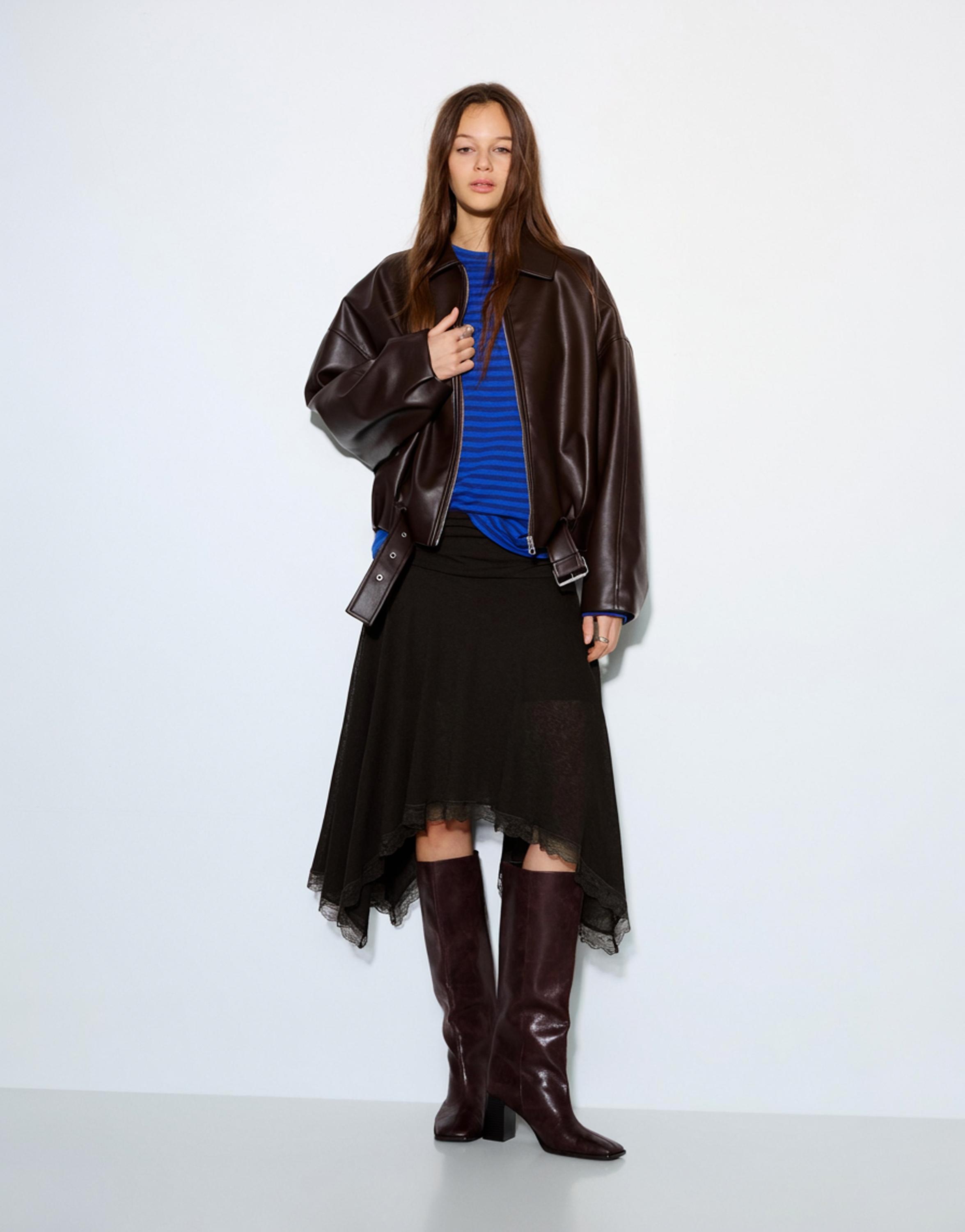 Asimetrik dantelli midi etek - Görsel 31