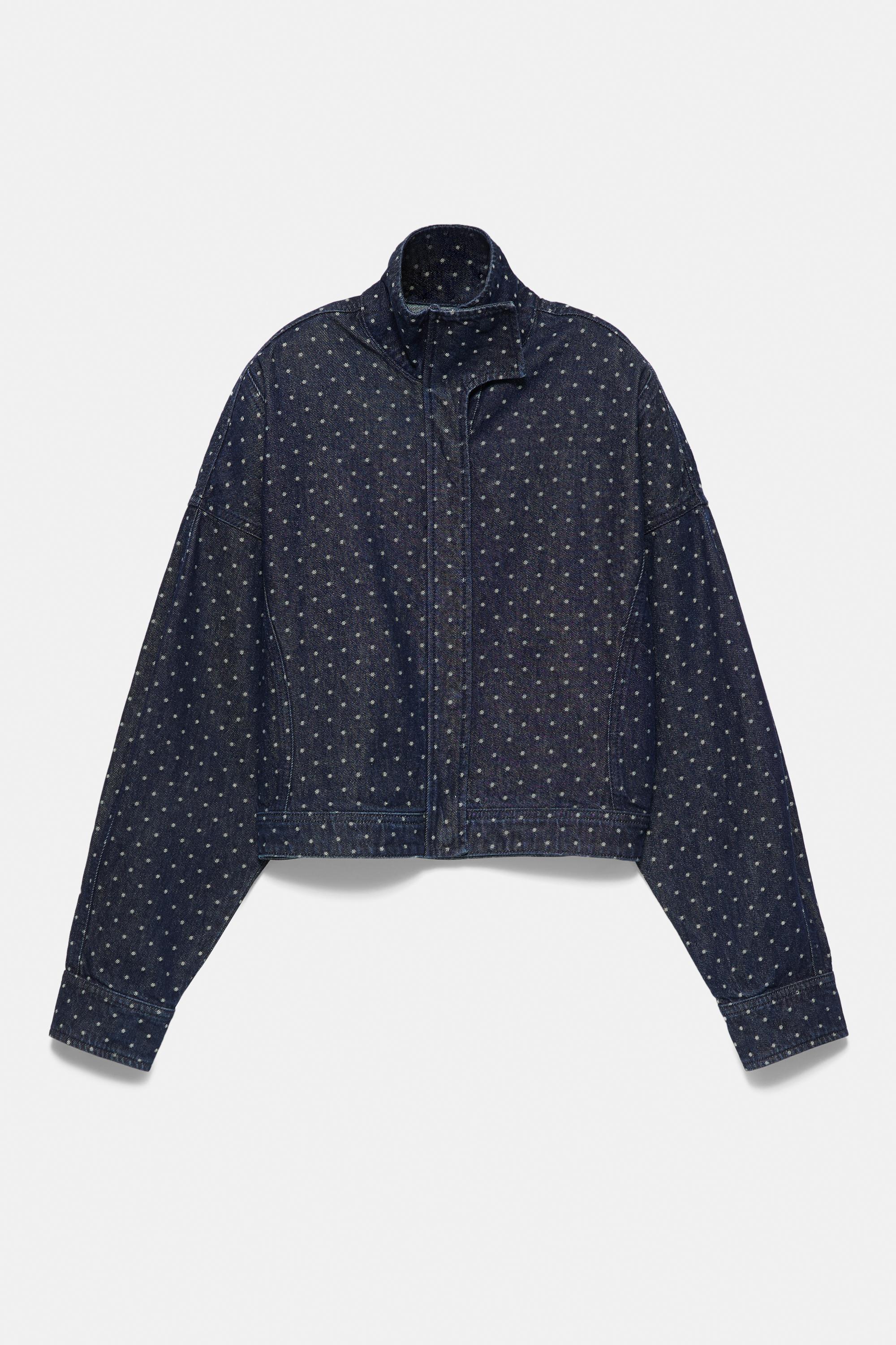 Polka dot denim jacket — Navy (alternate view)