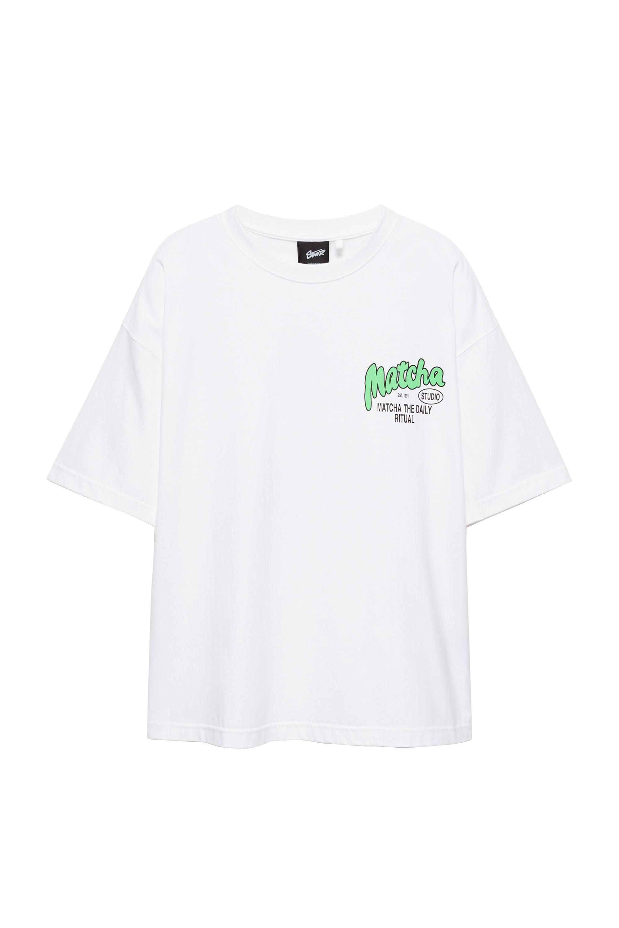 Pull&Bear STWD Matcha grafik baskılı tişört görsel 4