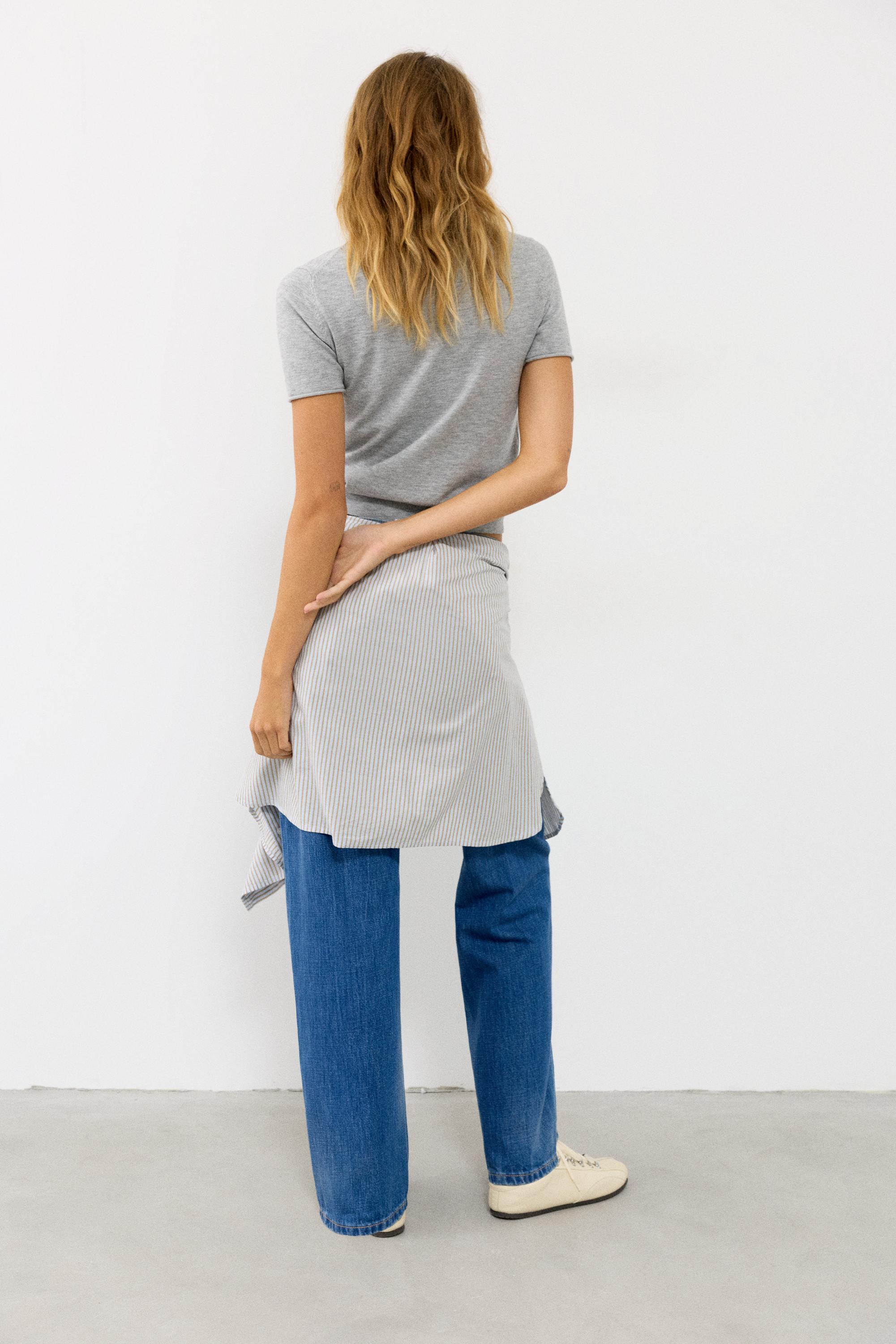 Fine knit short sleeve T-shirt — Grey