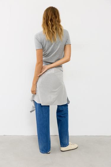 Fine knit short sleeve T-shirt — Grey 2