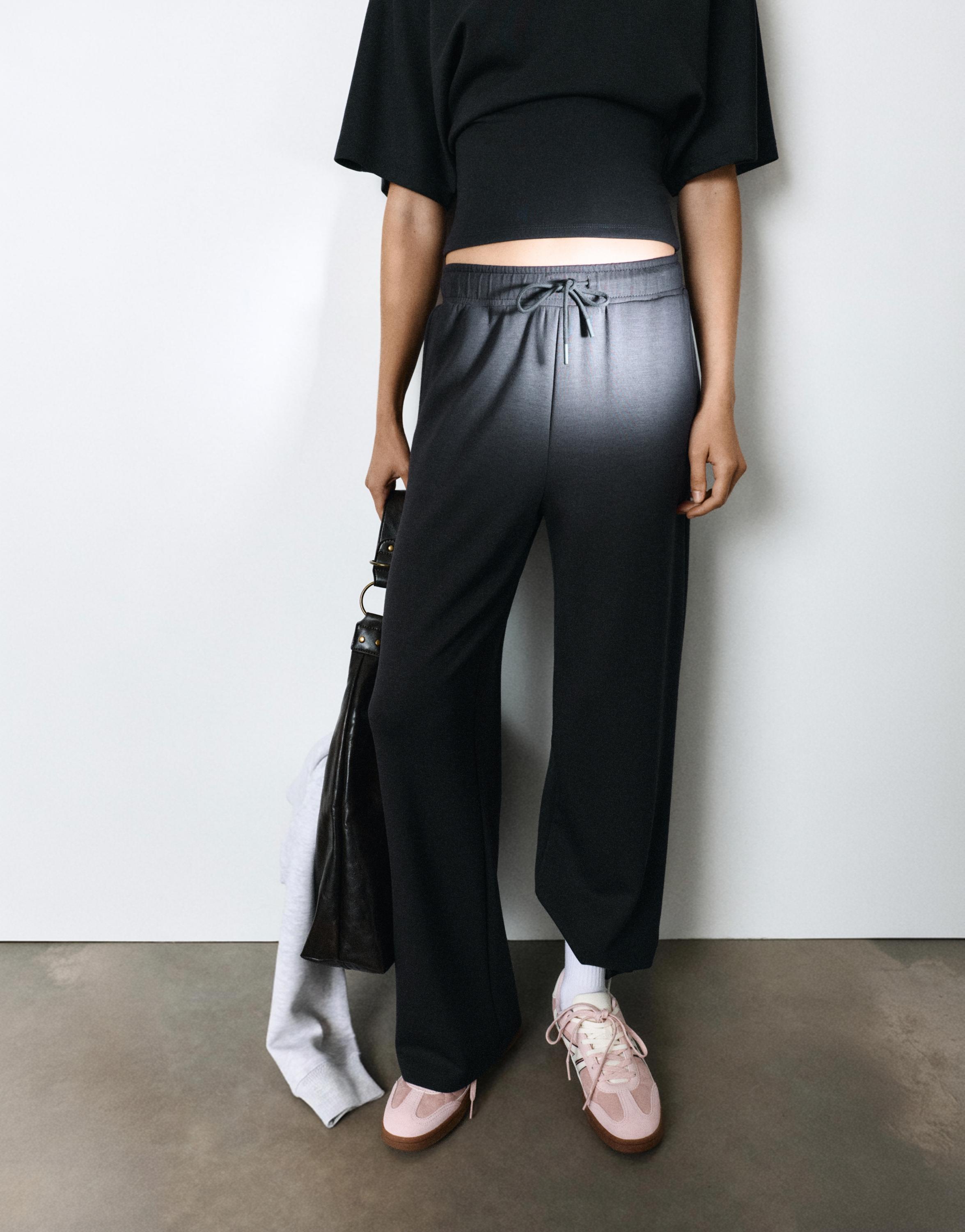 Modal wide-leg trousers — Anthracite grey