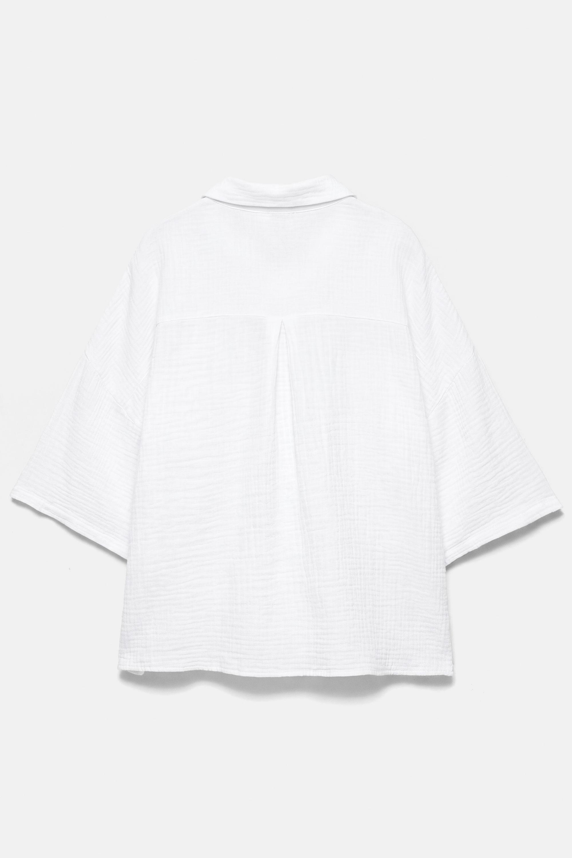 Short sleeve crepe shirt — White
