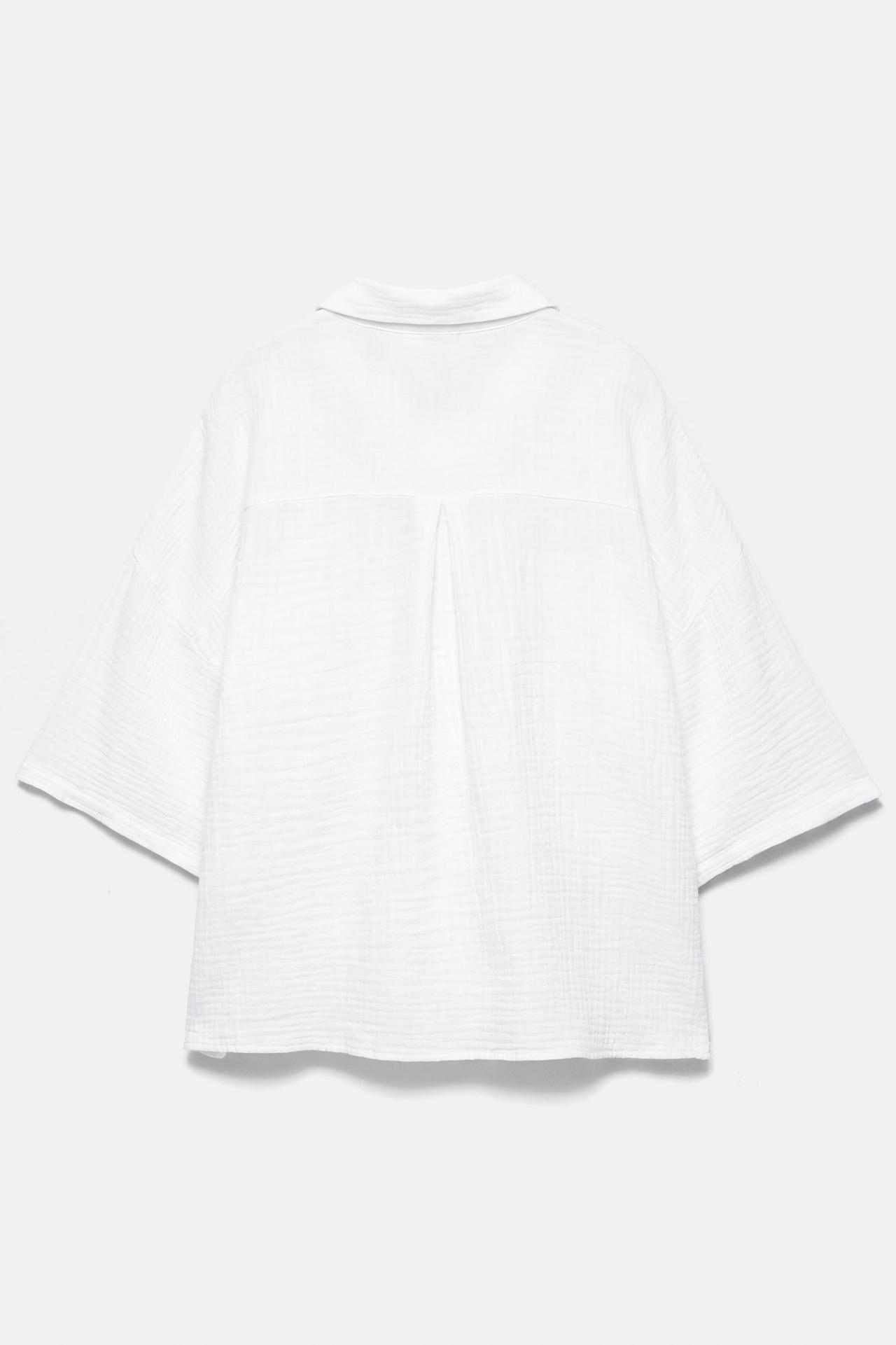 Short sleeve crepe shirt — White