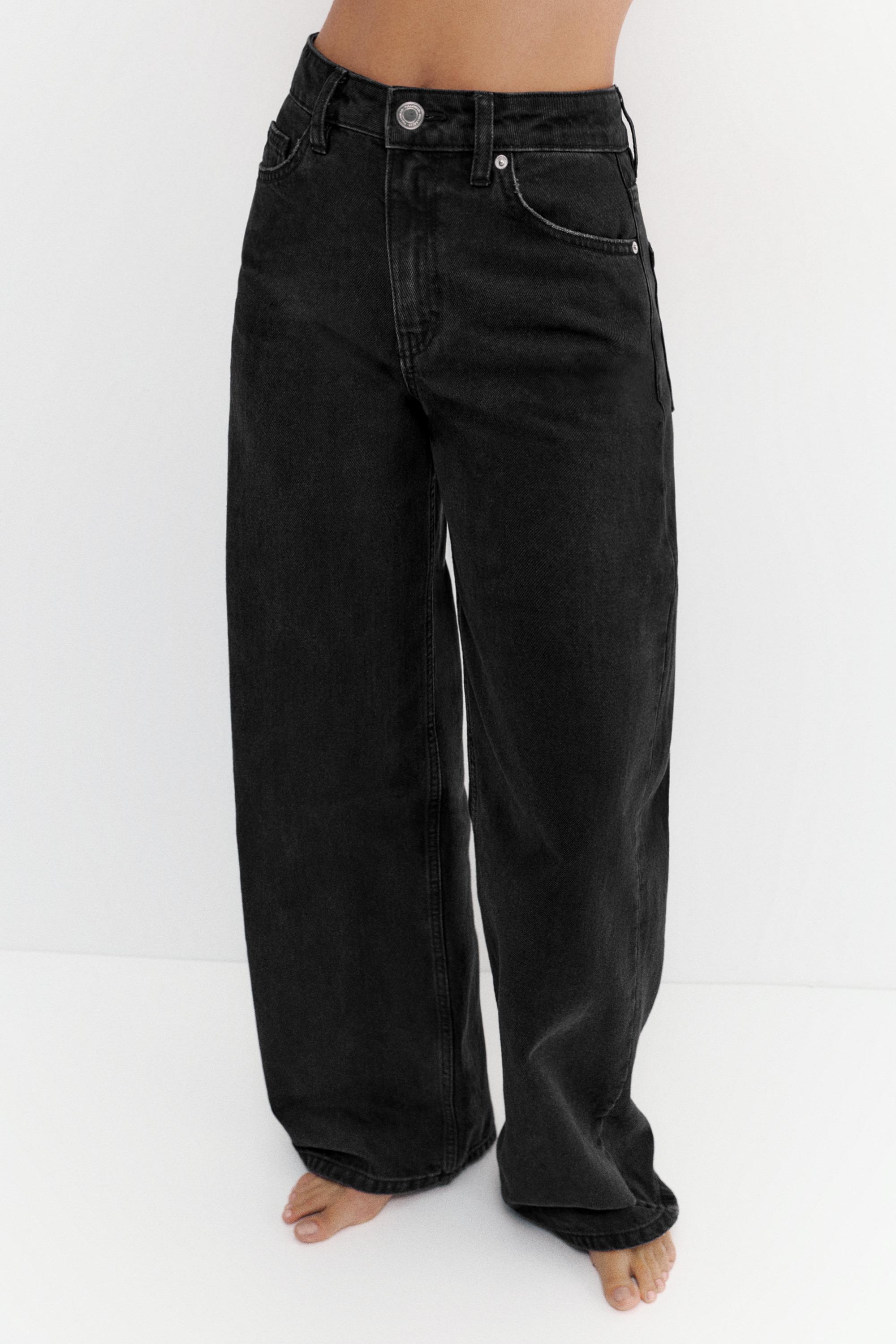 High-waist wide-leg jeans — Black