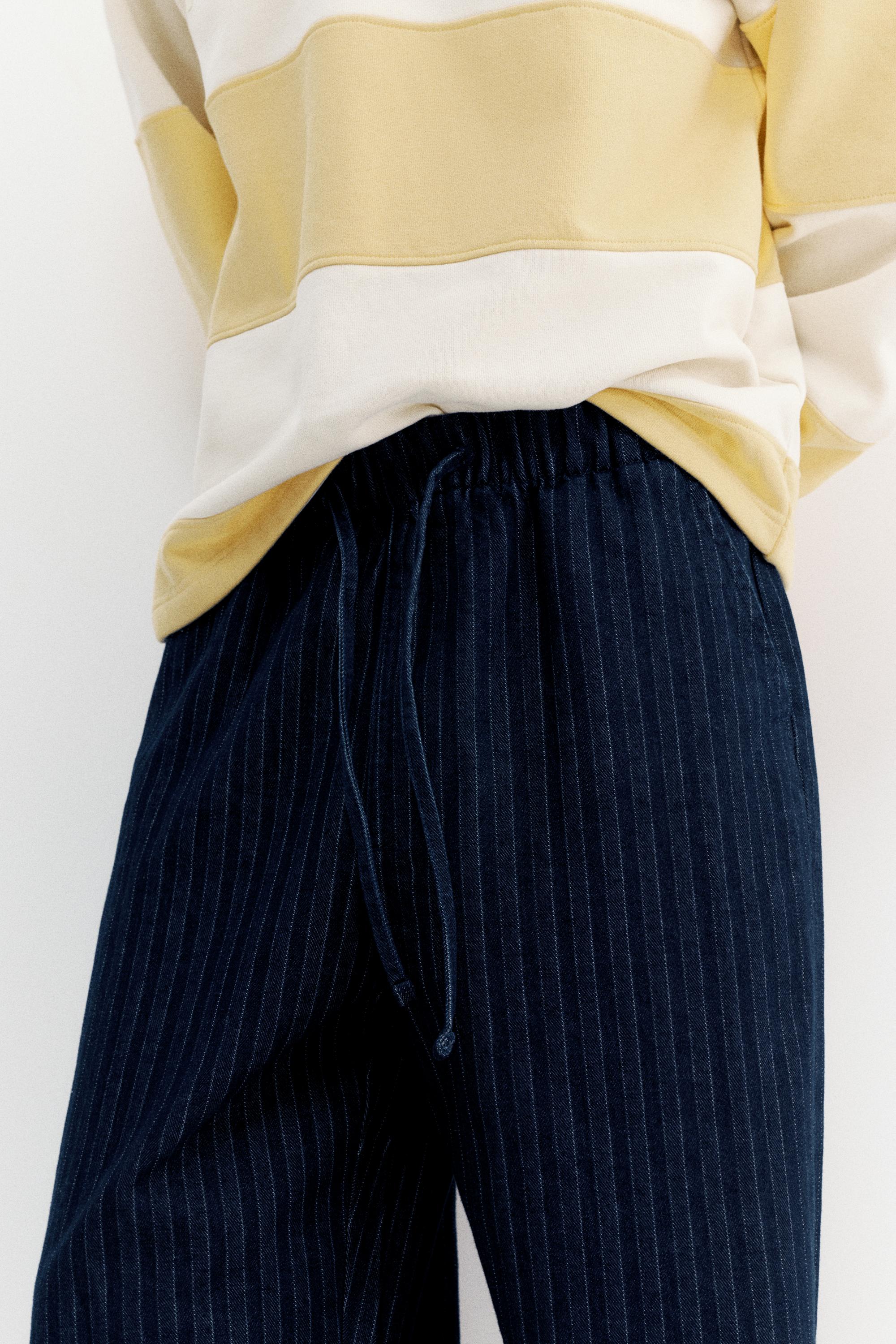 Çizgili jean jogger pantolon - Görsel 20