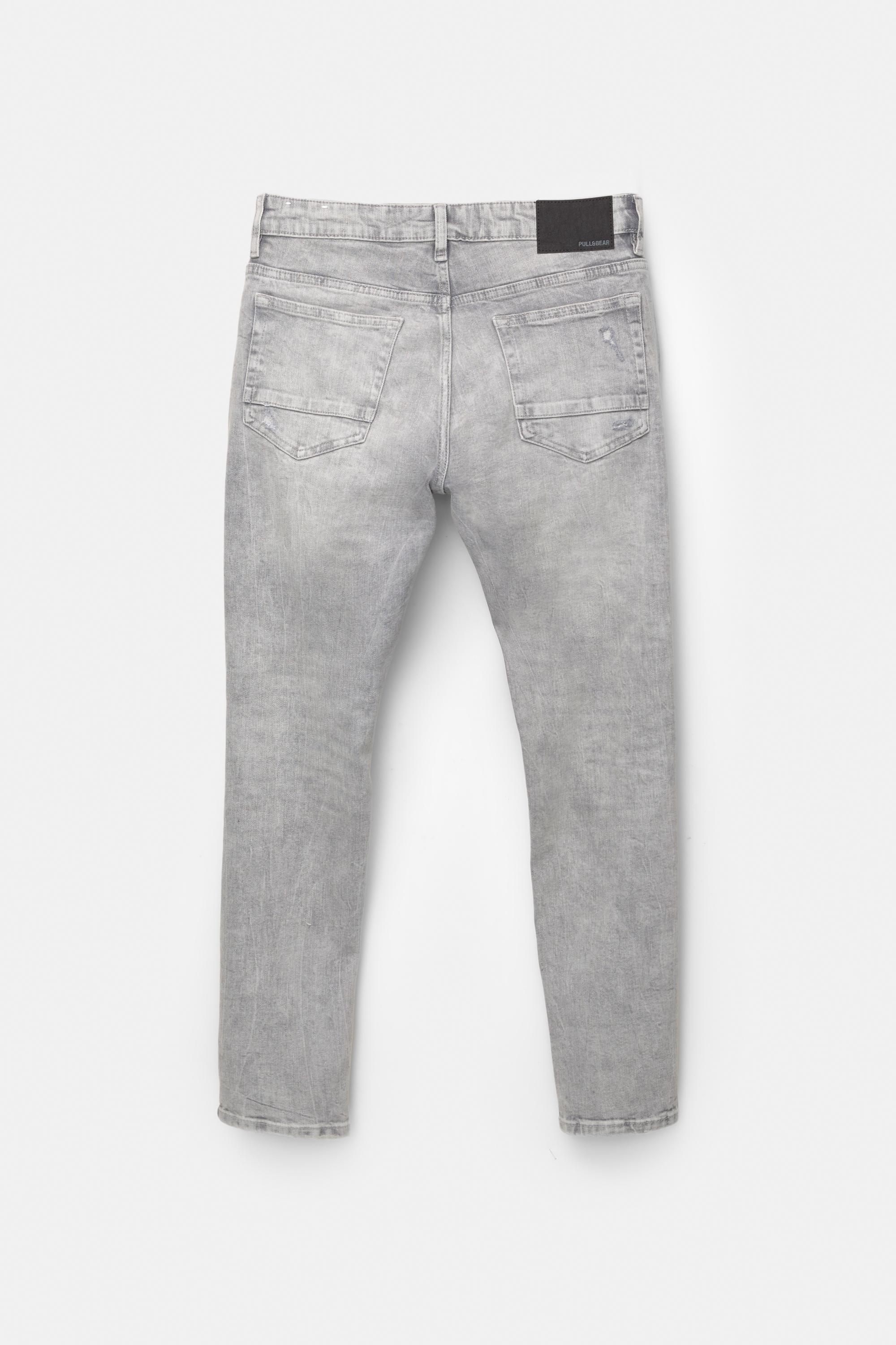 Ripped skinny jeans — Pale grey