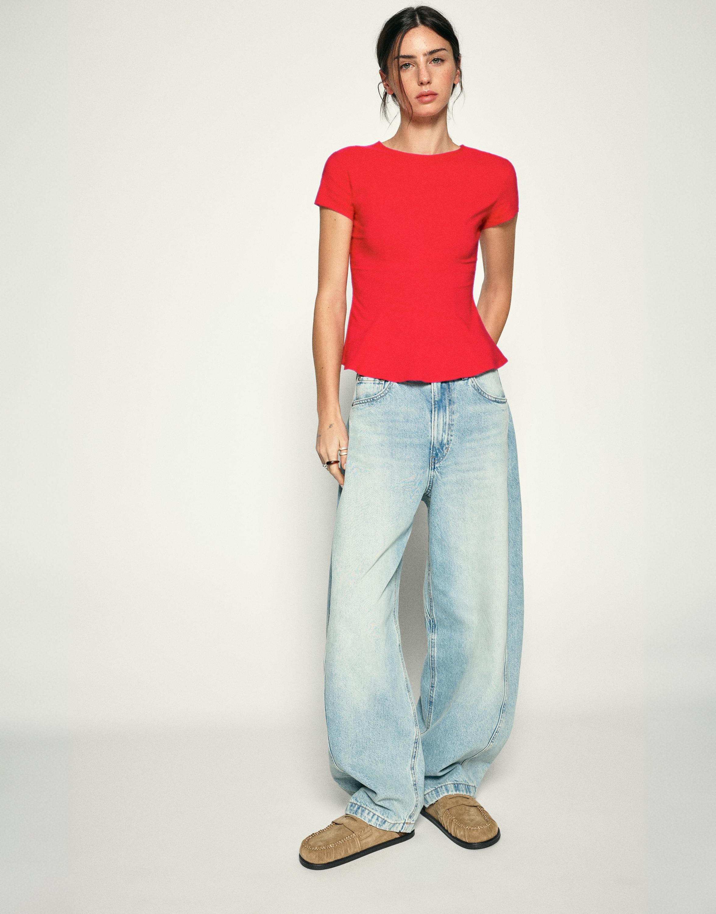 Peplum top — Red