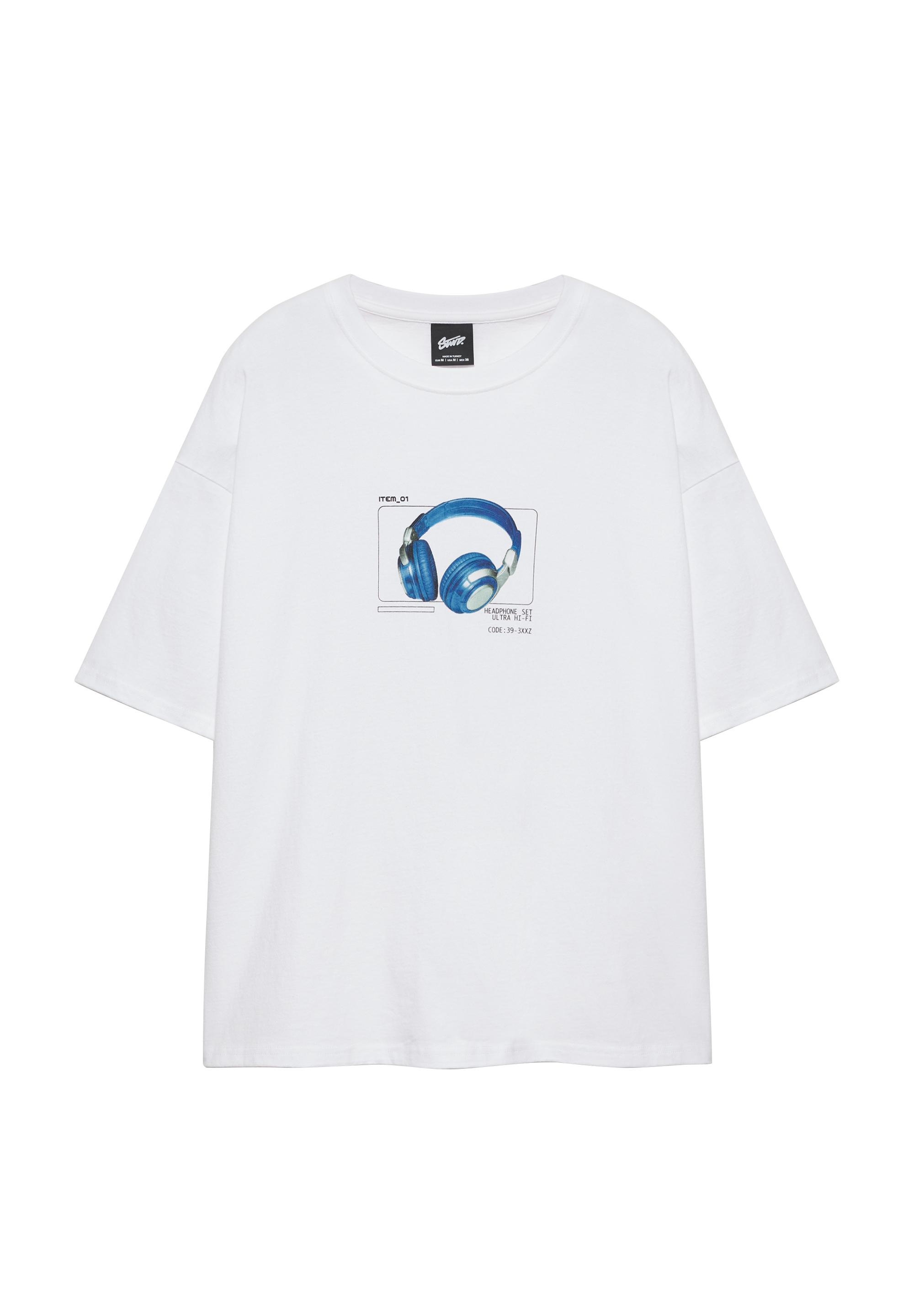 STWD T-shirt with headphones graphic — Off white