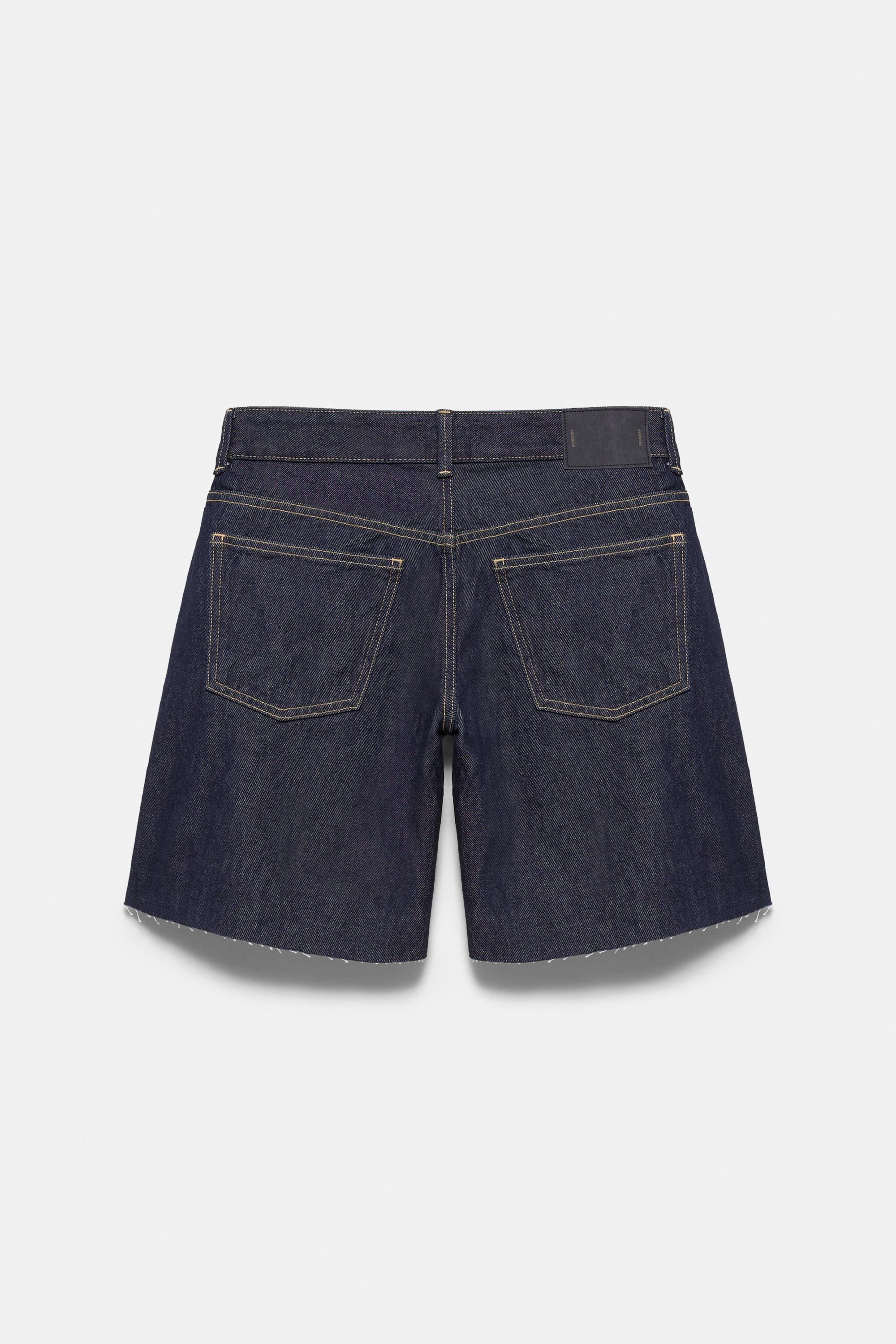 Low-rise denim Bermuda shorts — Navy