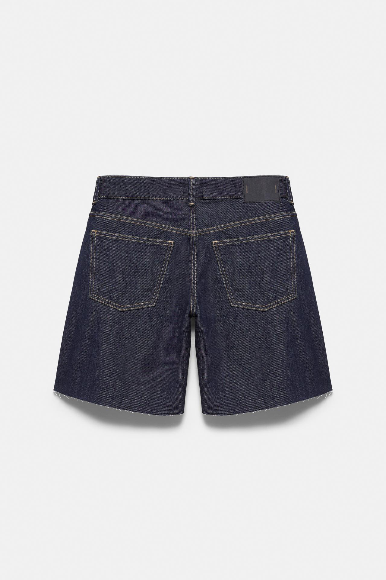 Low-rise denim Bermuda shorts — Navy