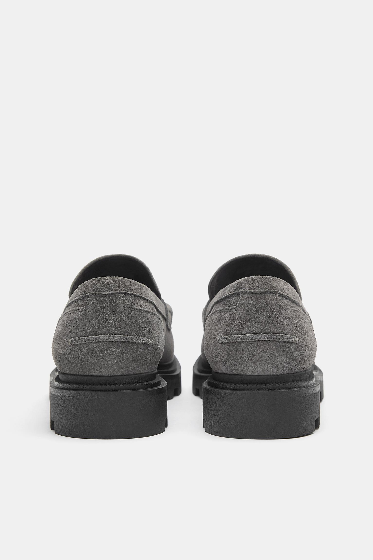 Chunky leather loafers — Grey