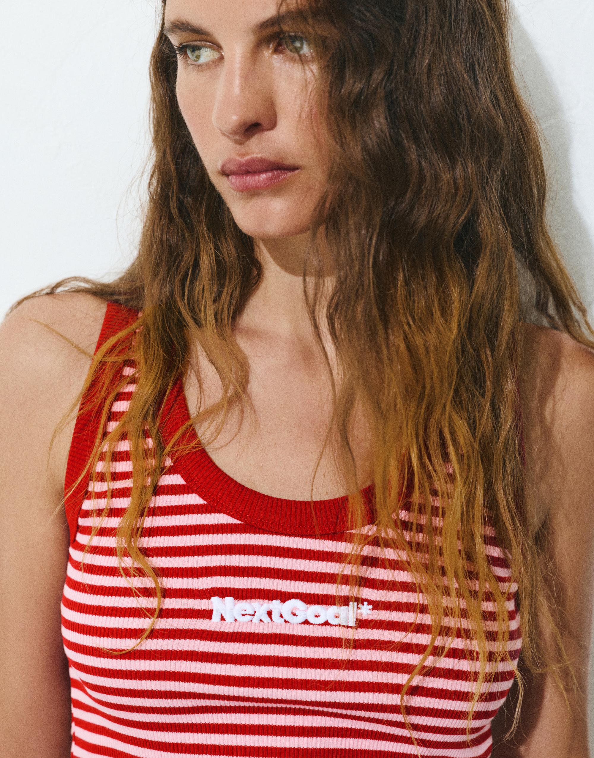 İşlemeli çizgili tank top - Görsel 12