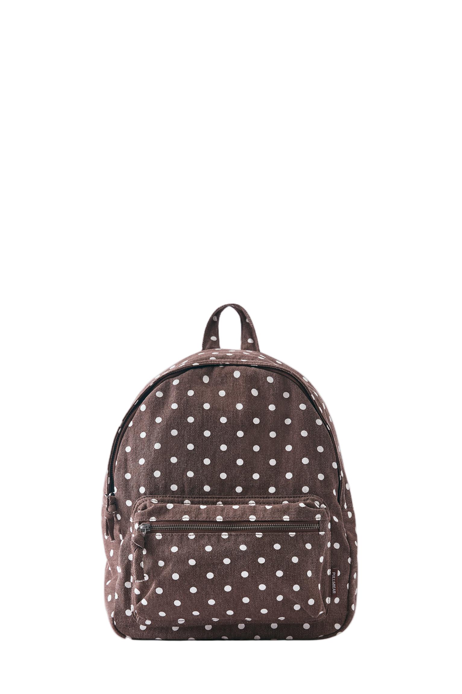 Canvas polka dot backpack — Brown