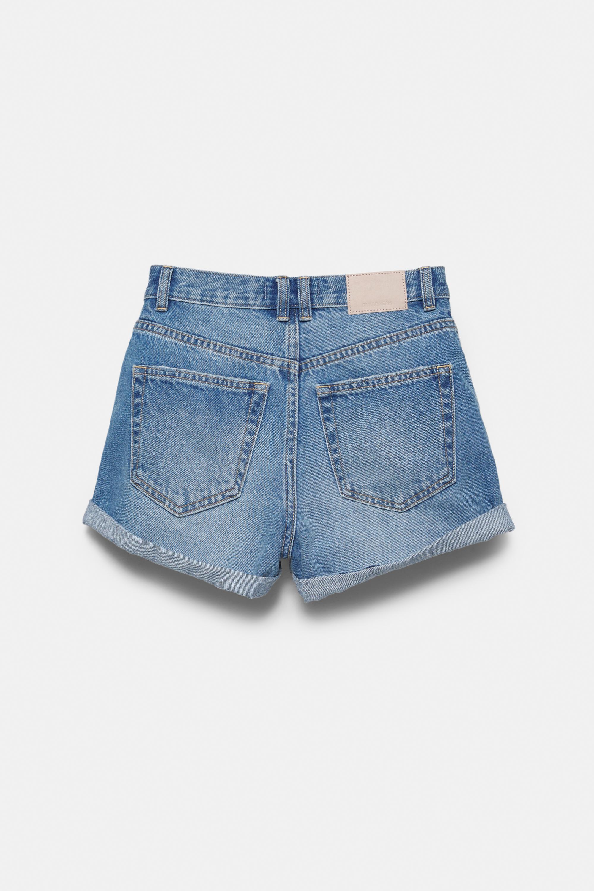 Mom fit paçası kıvrık denim şort - Görsel 59