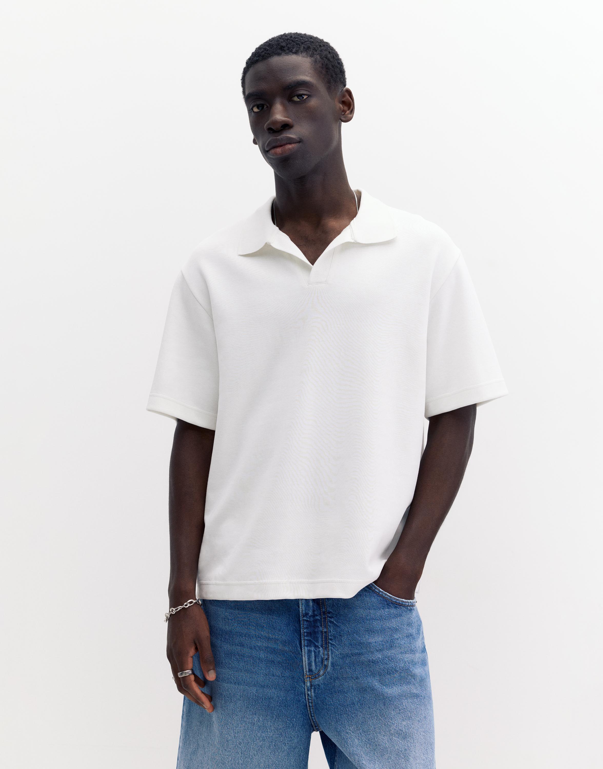Short sleeve interlock polo shirt — Off white