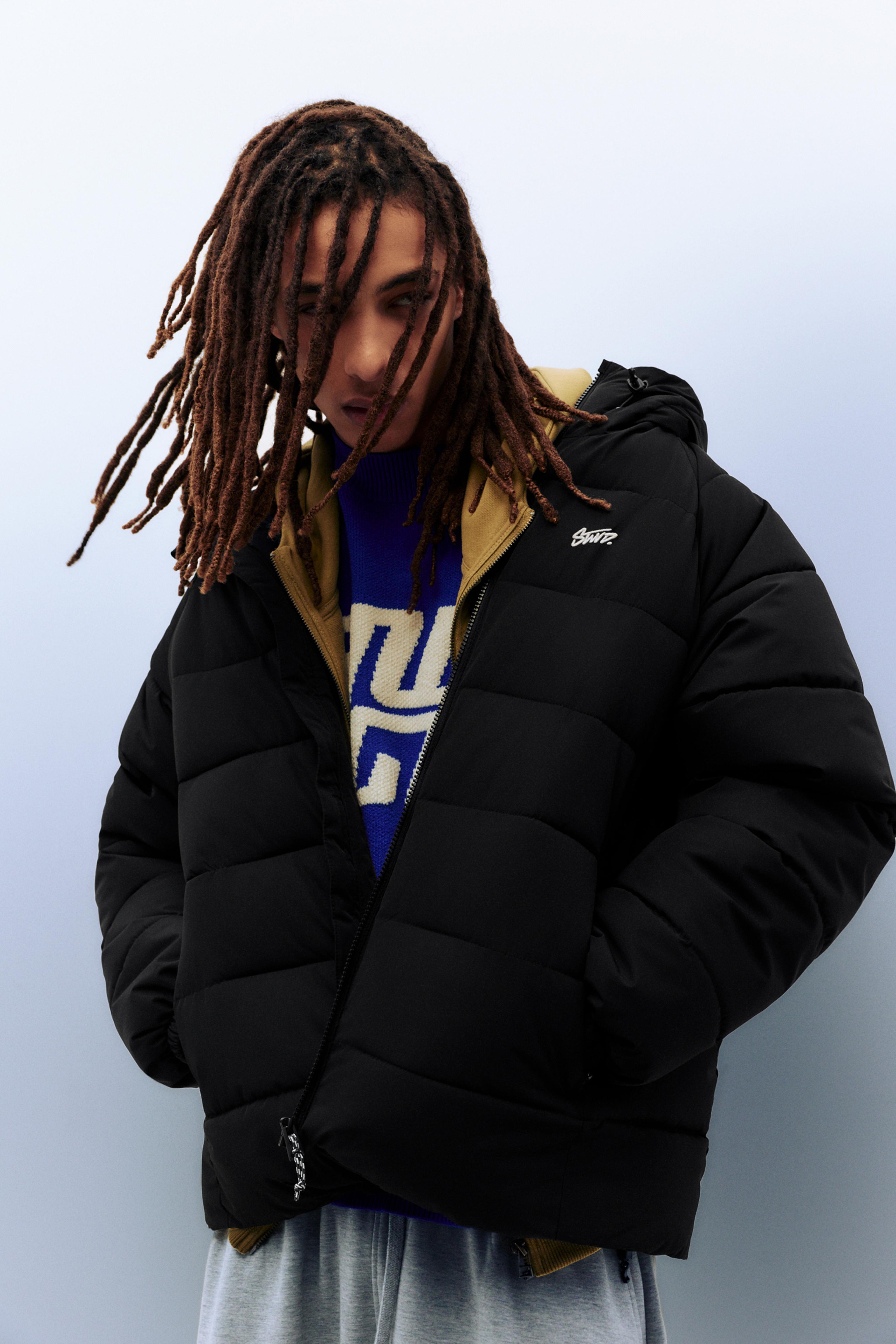 STWD hooded puffer jacket — Black