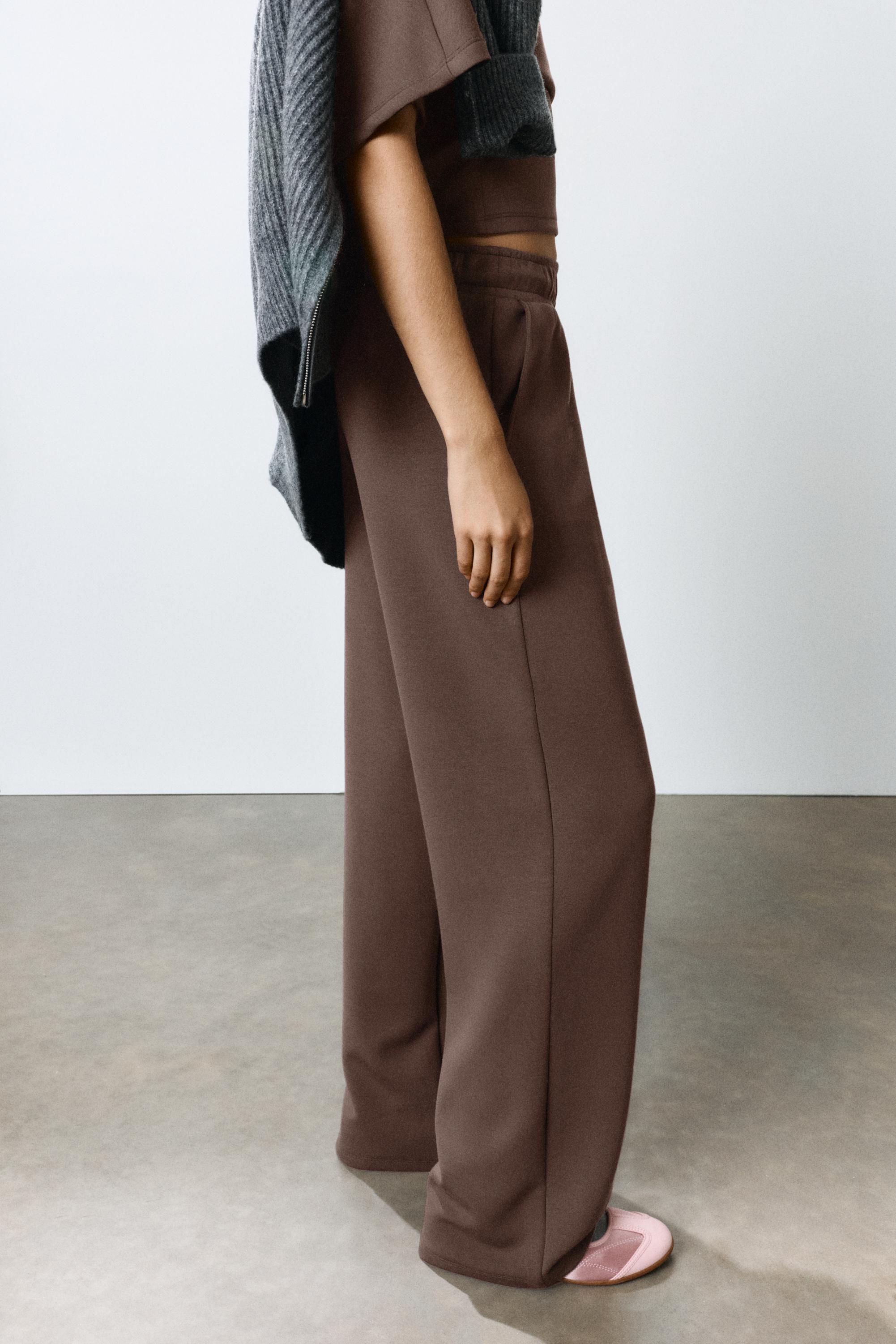 Modal wide-leg trousers — Brown