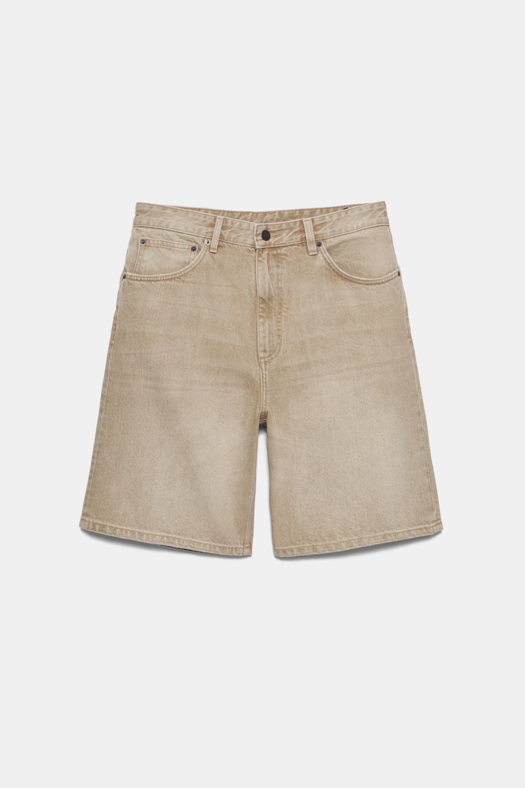 Baggy denim Bermuda shorts — Medium ecru