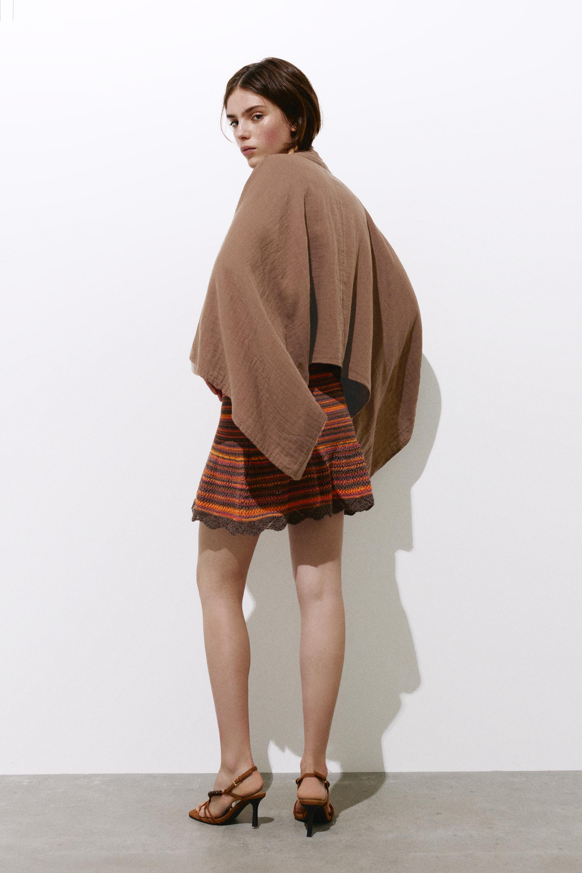 Short chiffon kimono — Brown