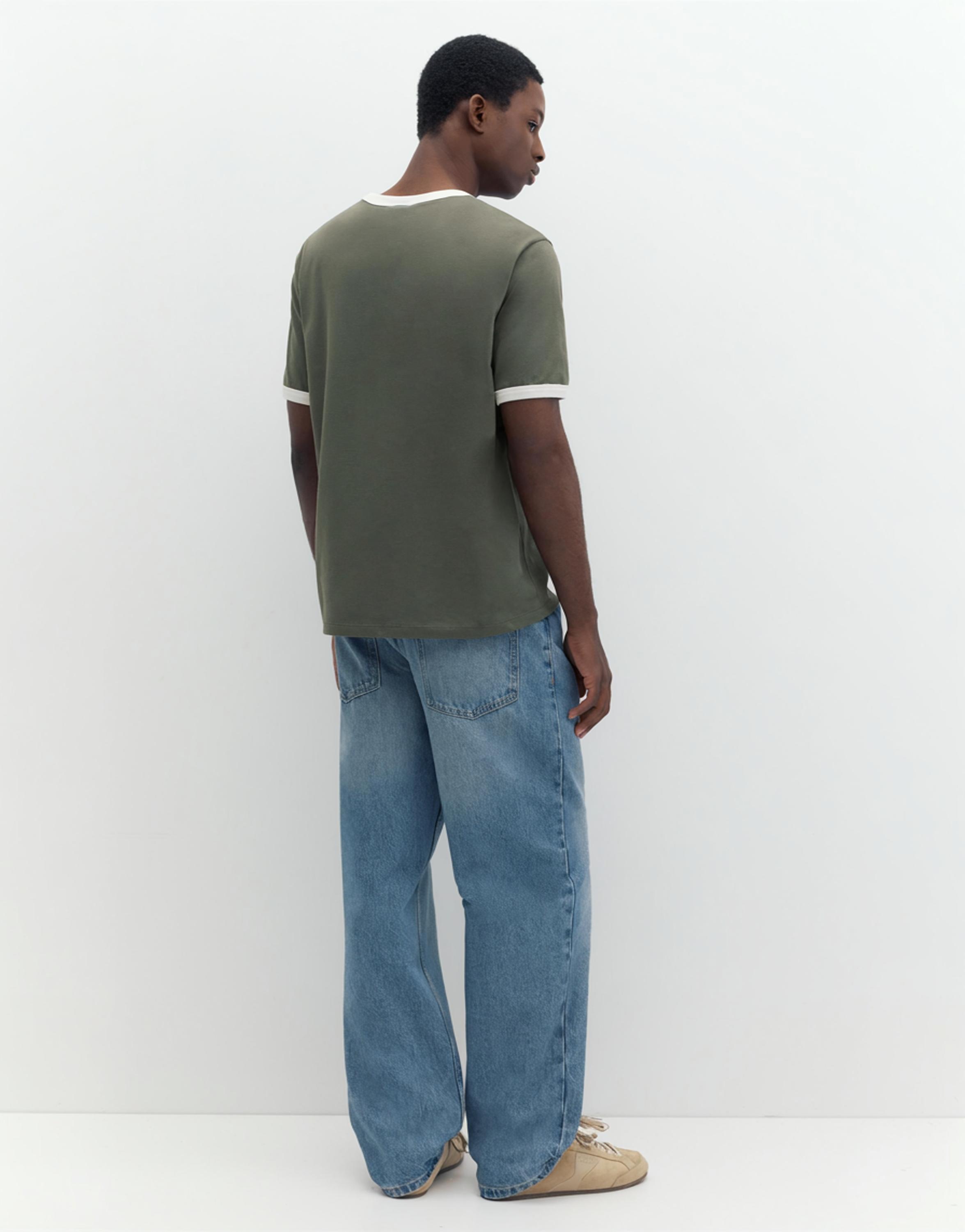 Contrast trim T-shirt — Khaki