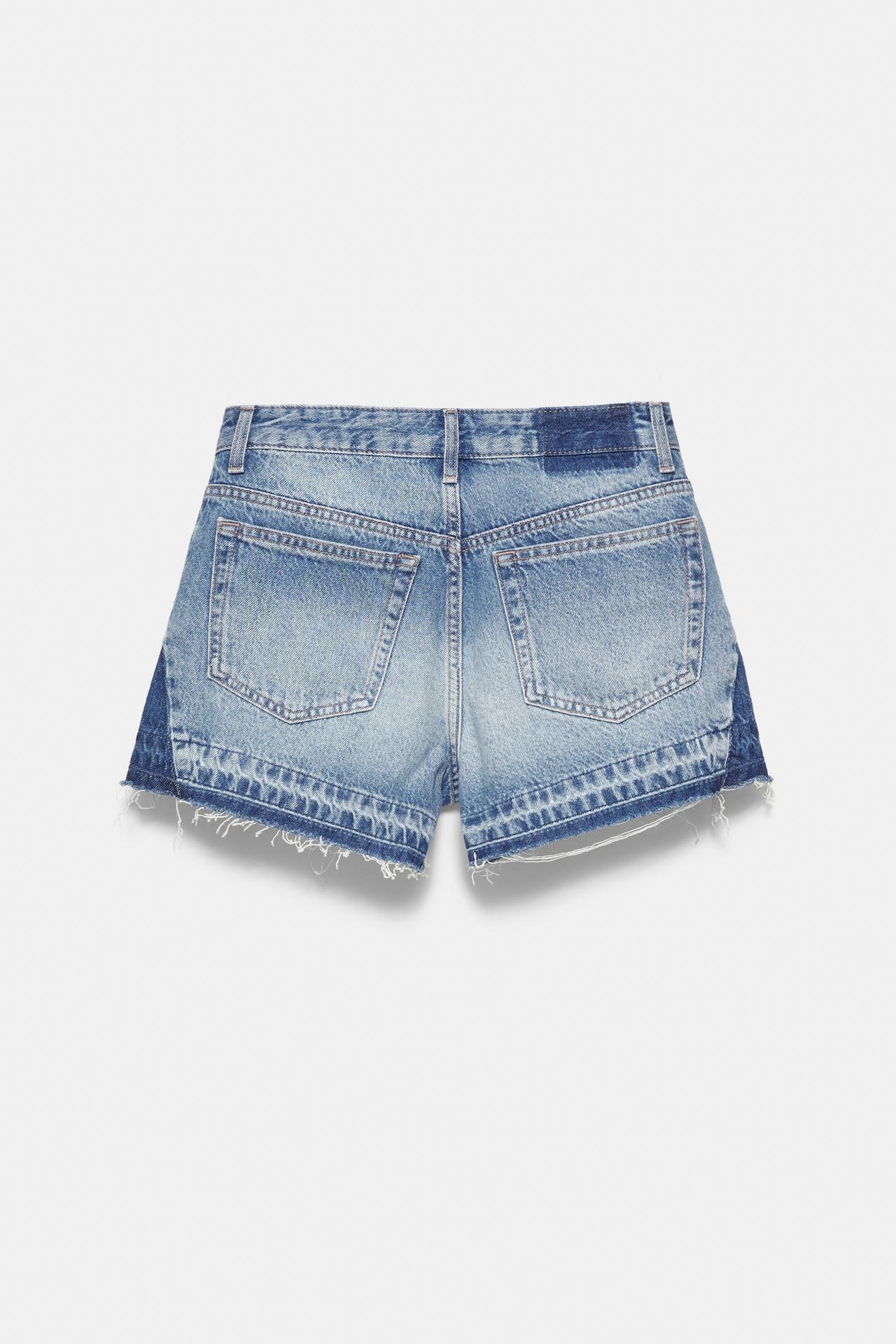 Patchwork denim Bermuda shorts — Medium blue