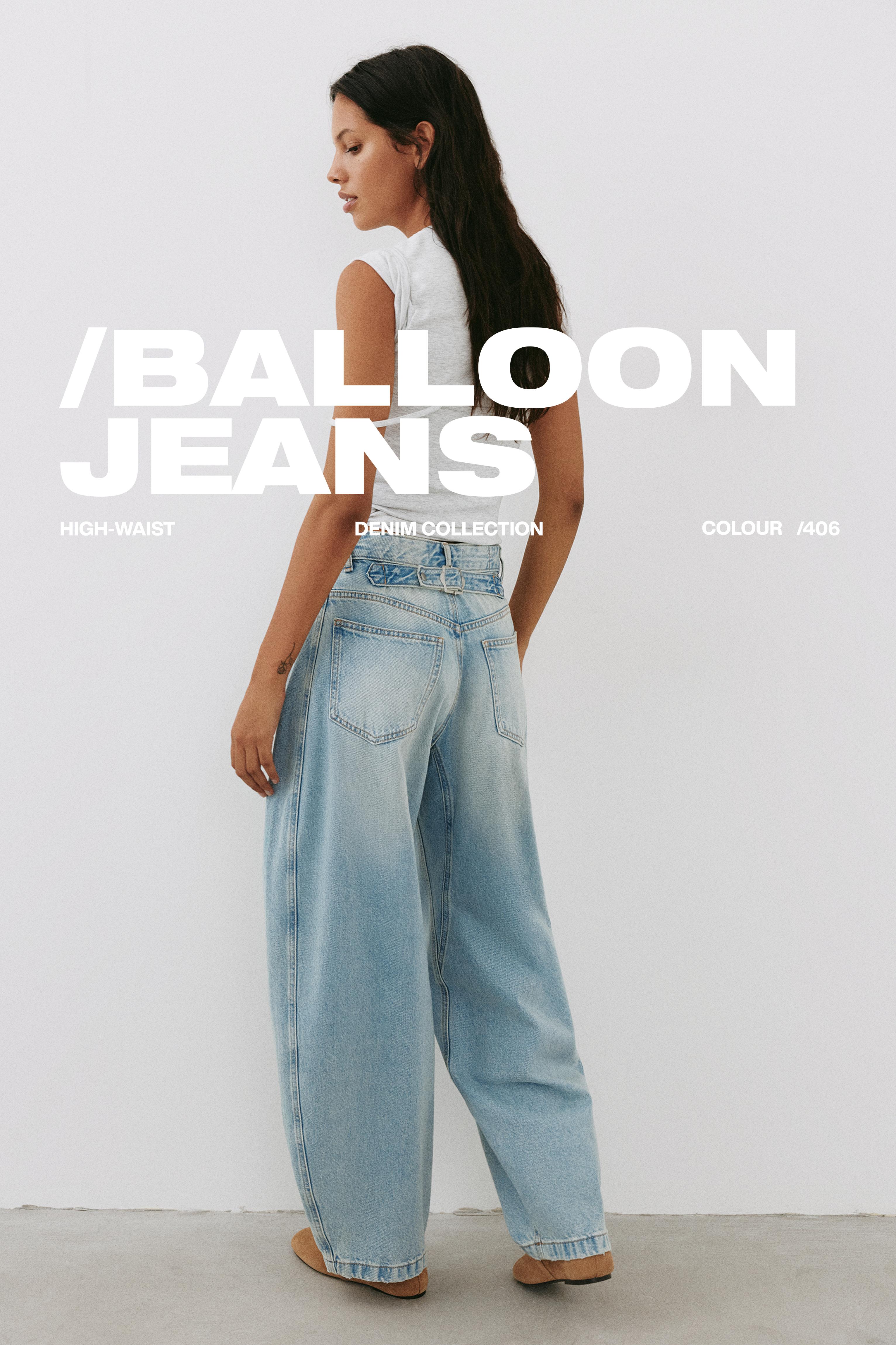 Balloon jeans with belt loops — Pale blue
