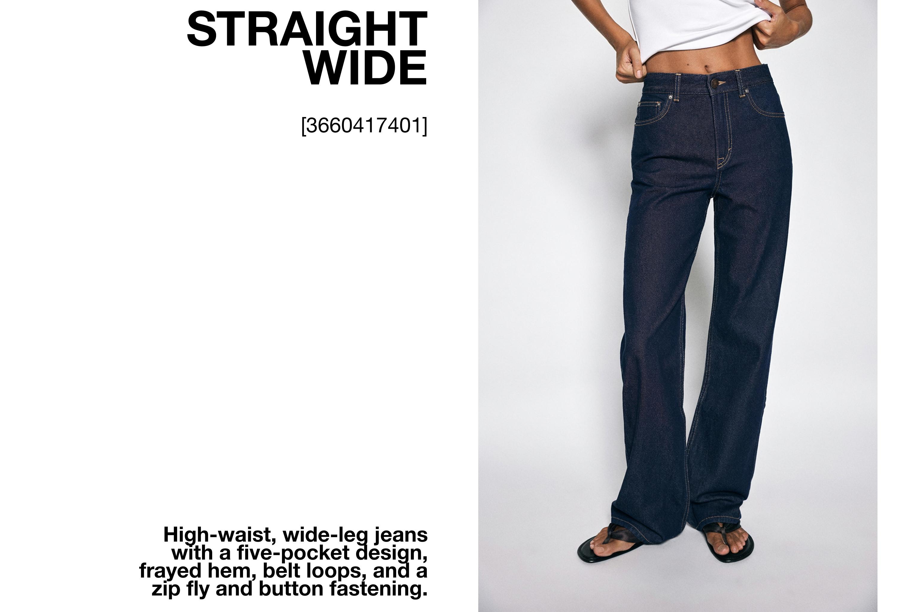 High-waist wide straight-leg jeans — Navy