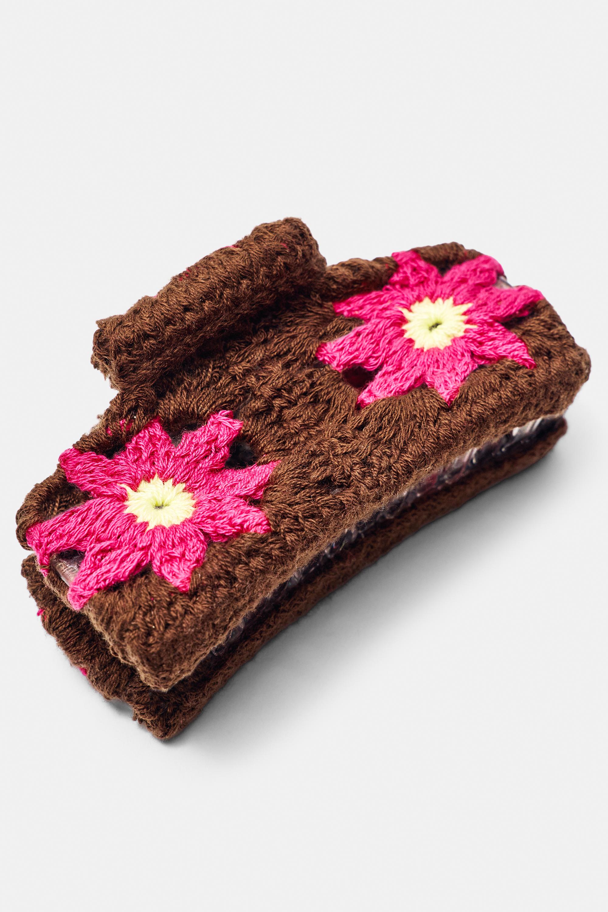 Crochet hair clip — Brown