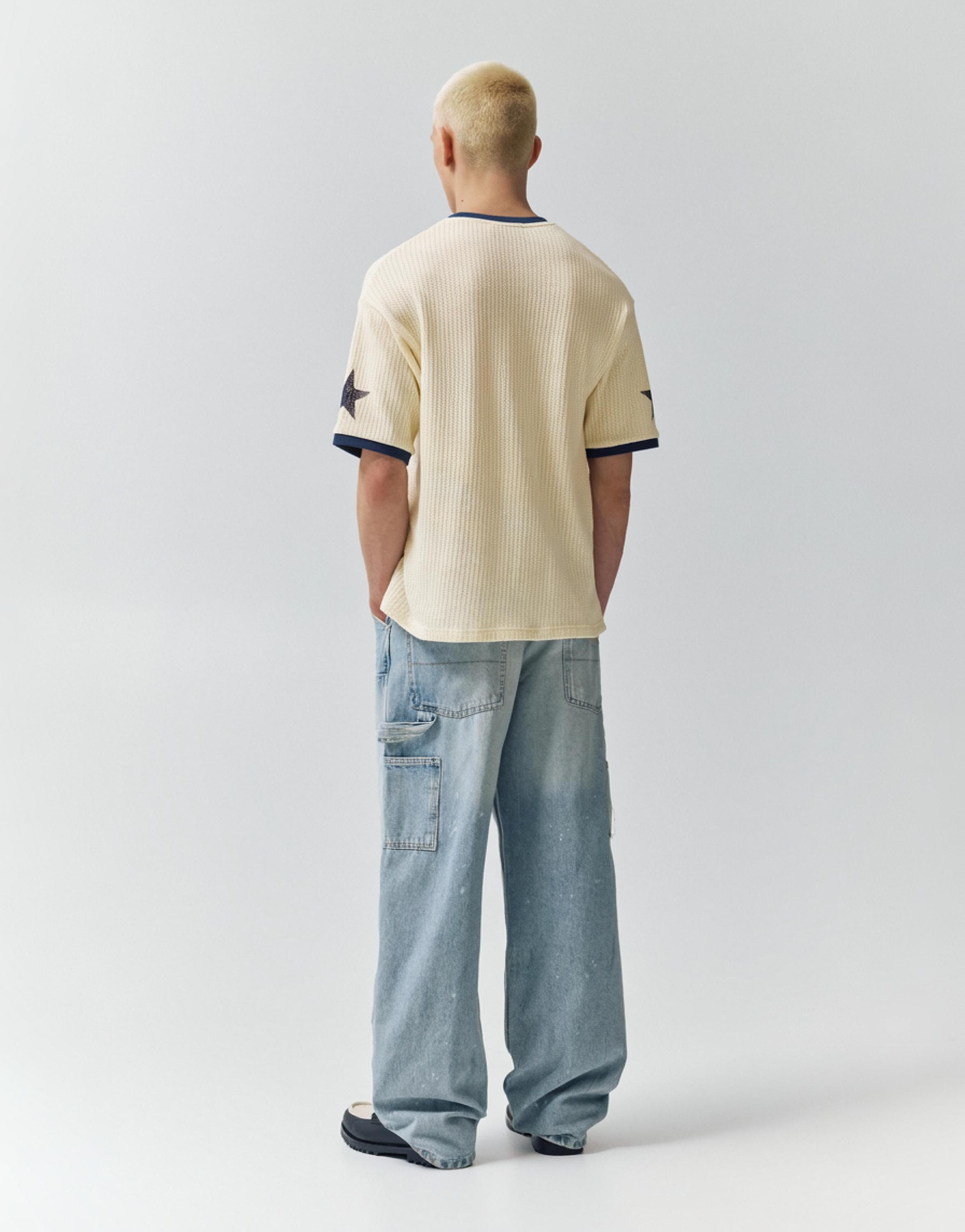 Grafik desenli kısa kollu süveter - Görsel 7