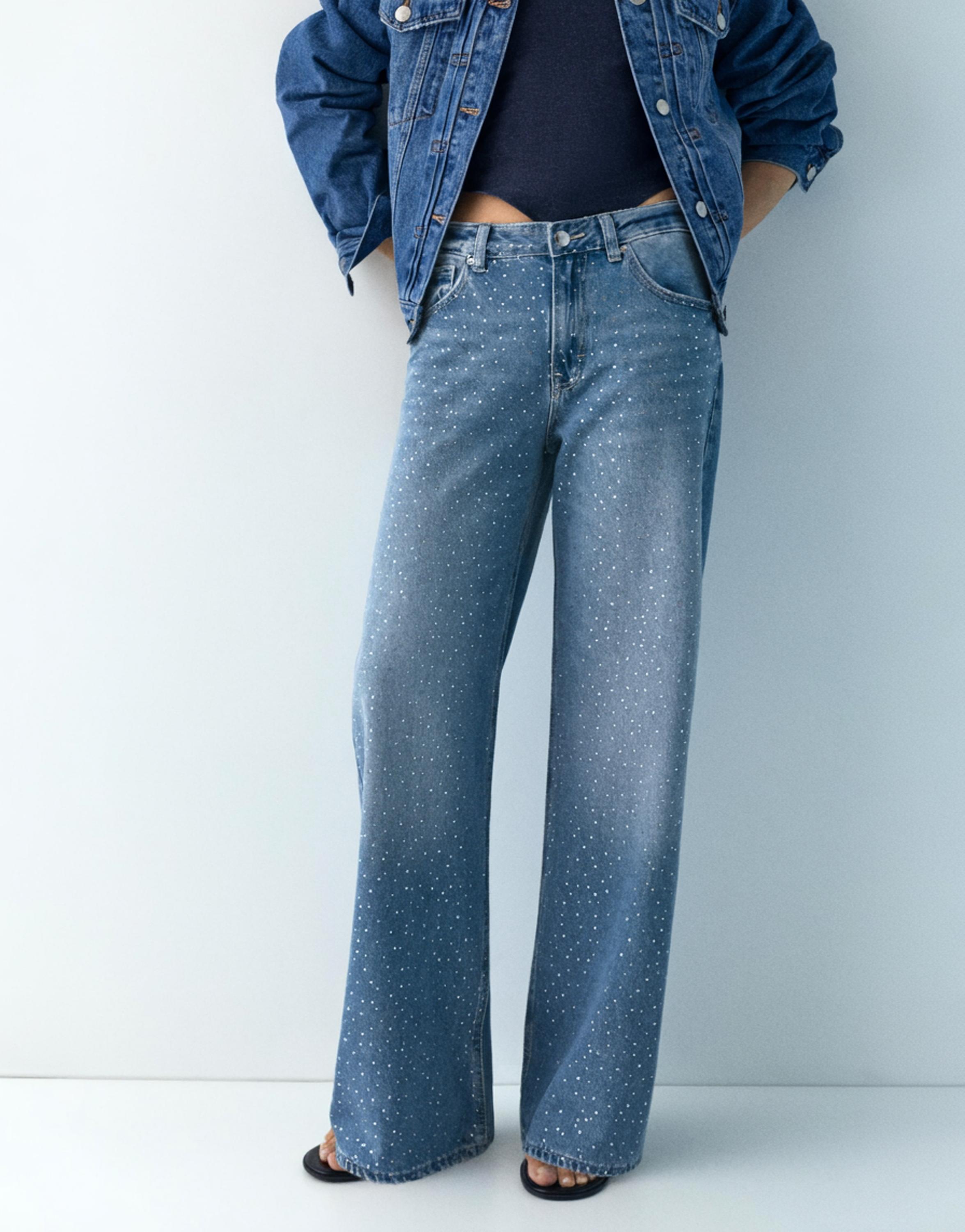 Işıltılı baggy straight fit jean - Görsel 14