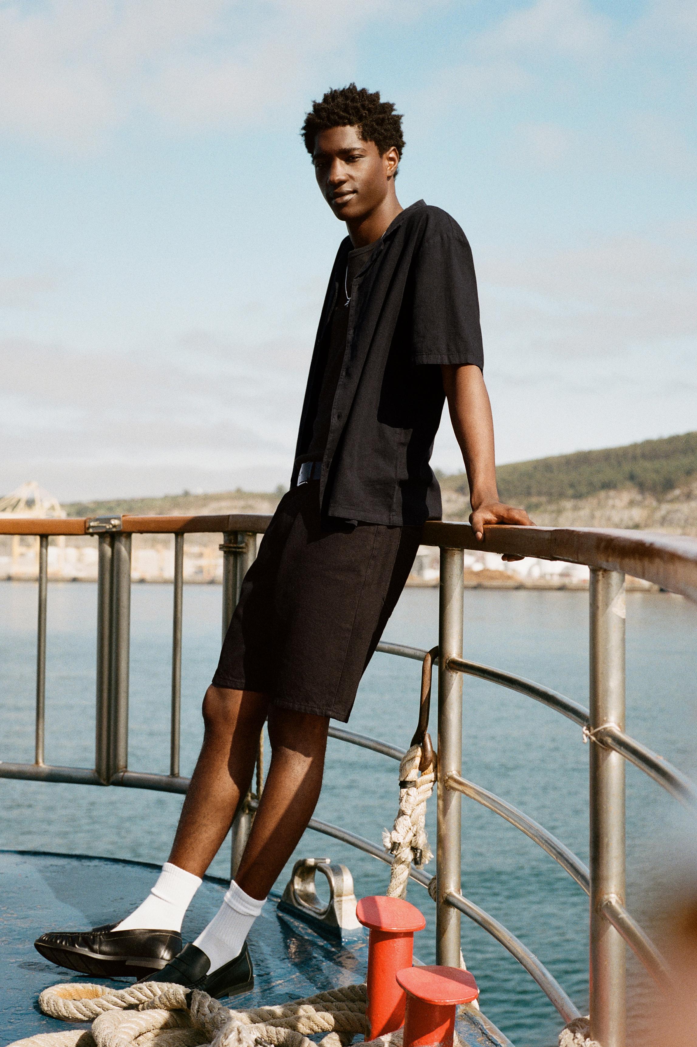 Terrycloth short sleeve shirt — Black
