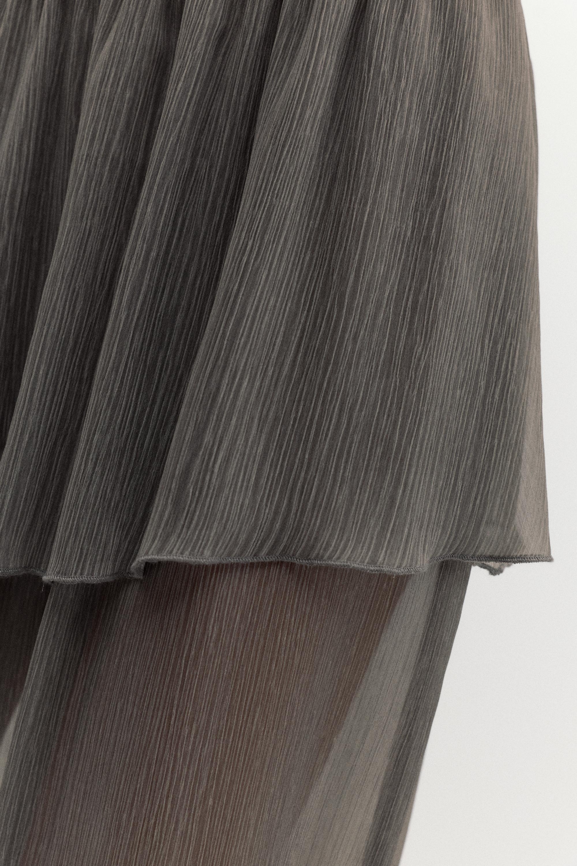 Sarouel trousers with skirt detail — Grey marl