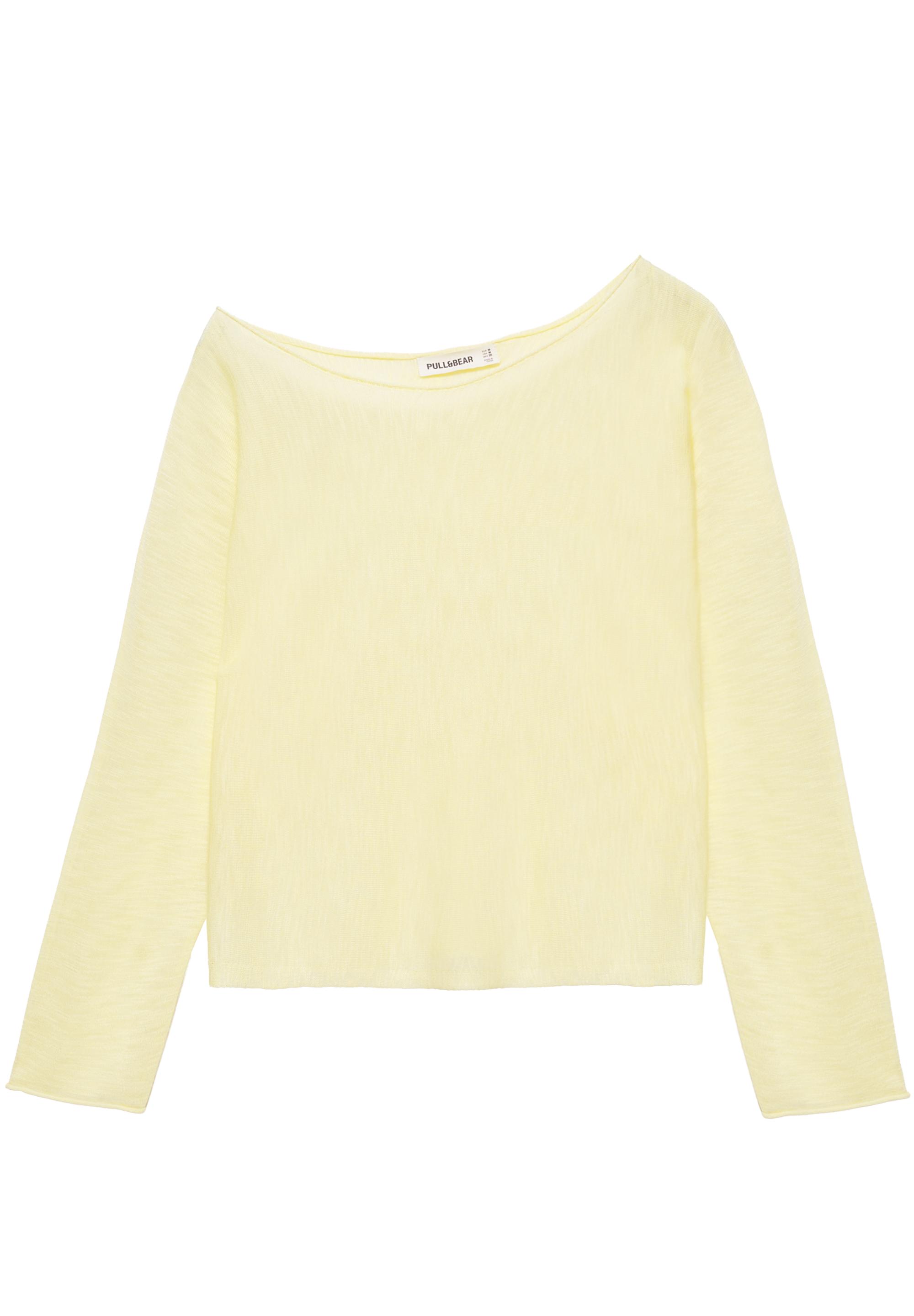Fine knit asymmetric T-shirt — Yellow