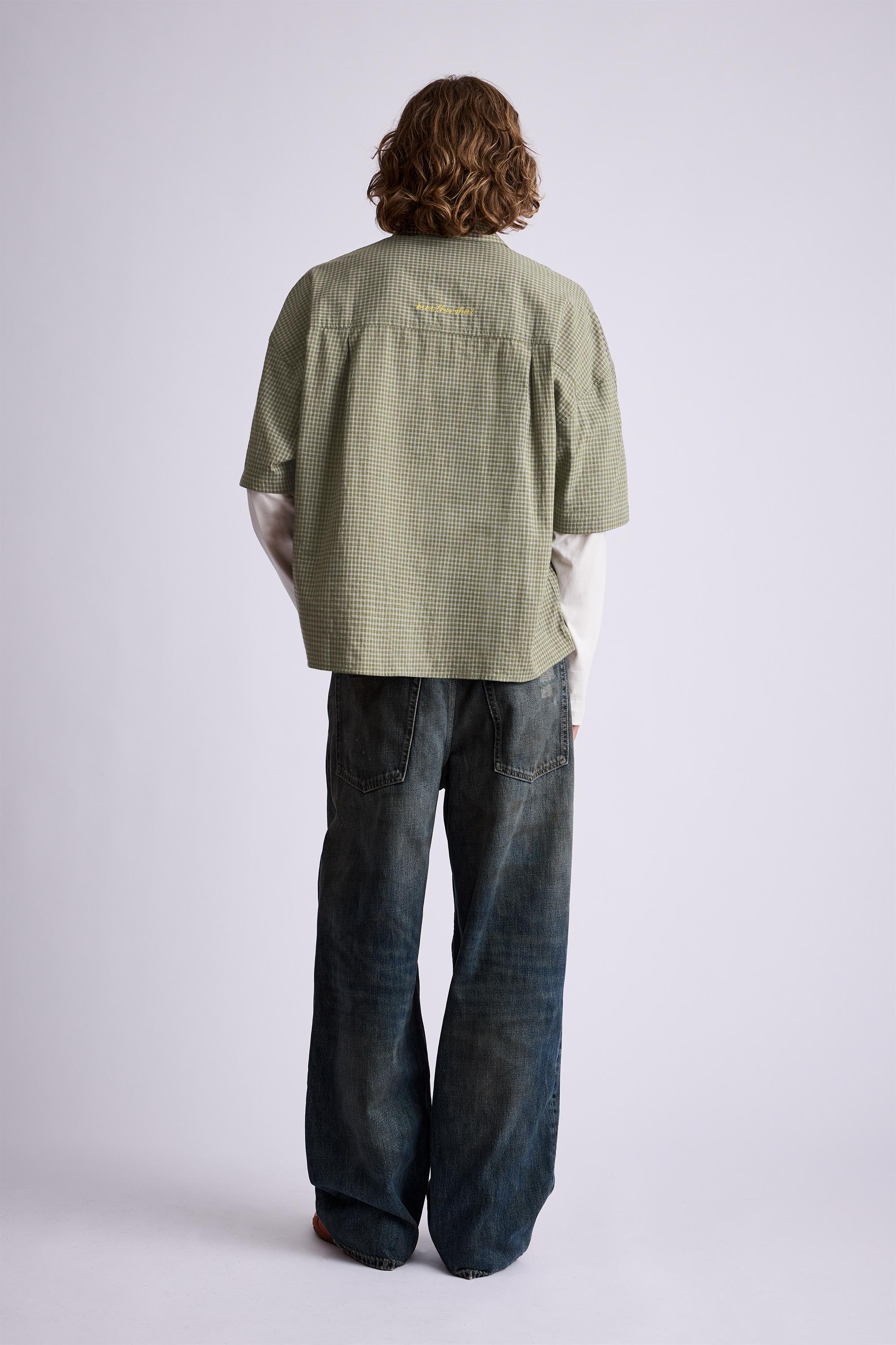 Double sleeve check shirt — White/Grey