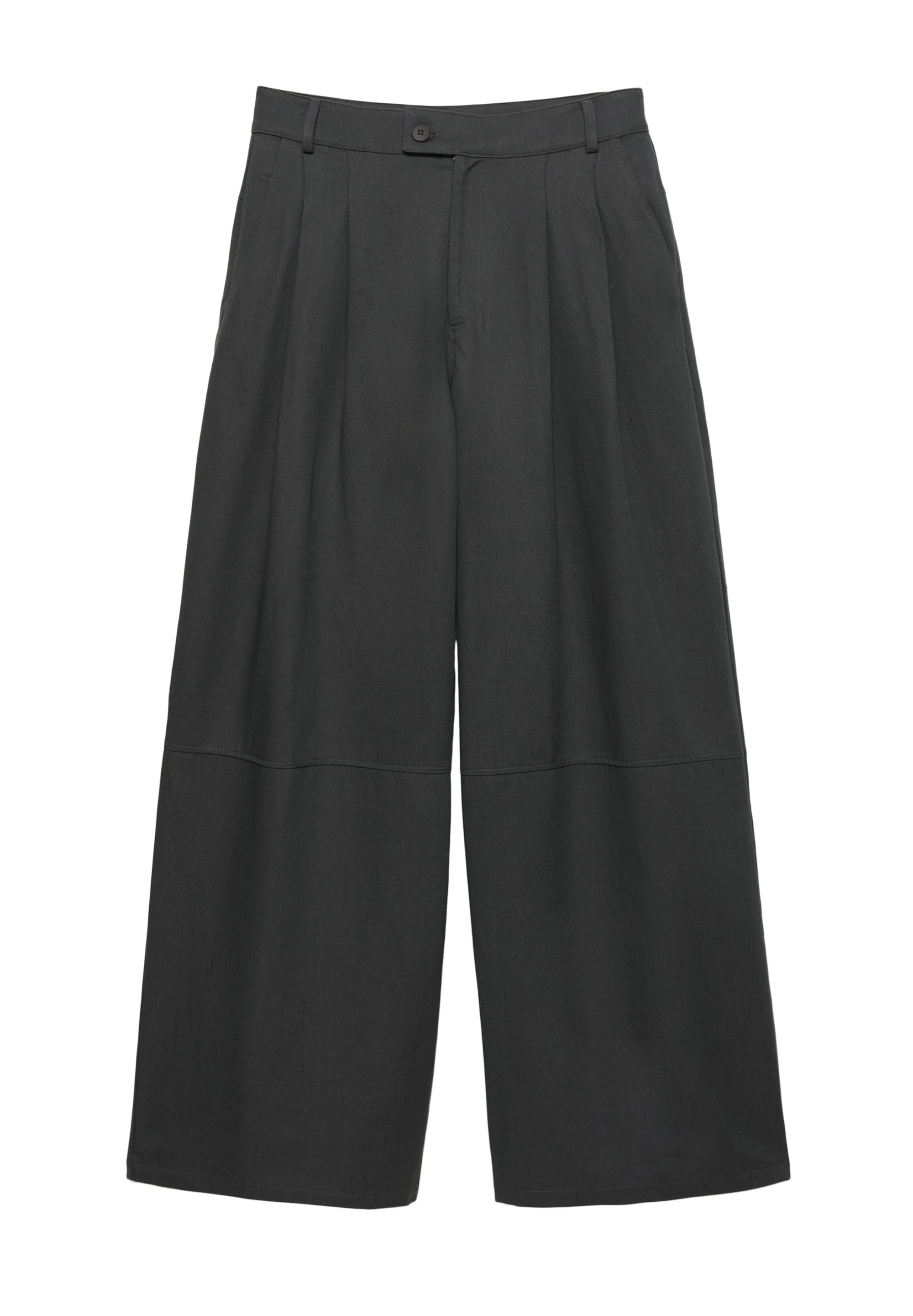 Çift pensli geniş paça pantolon