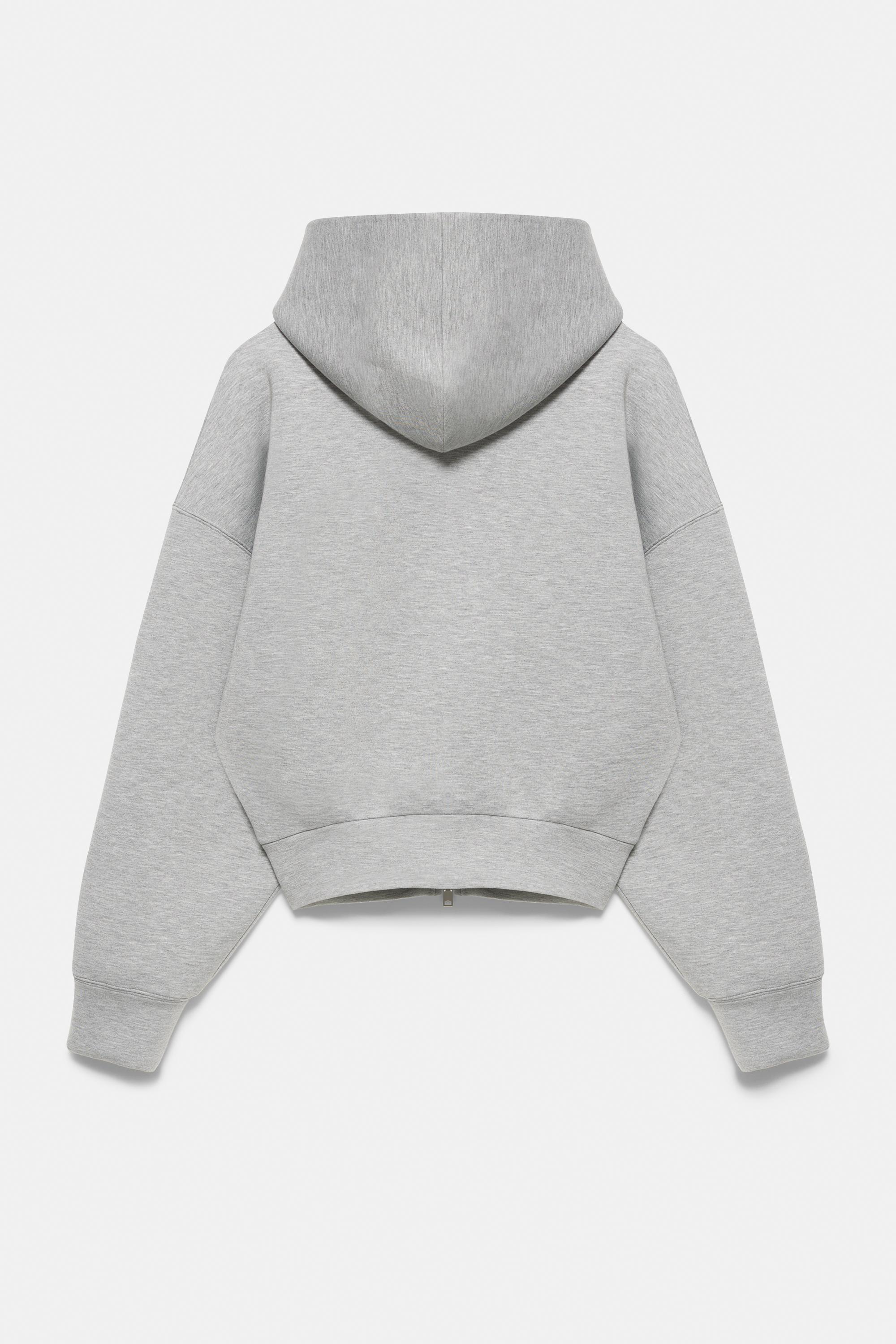 Neoprene-effect zip hoodie — Grey marl