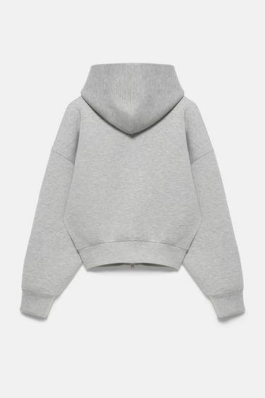 Neoprene-effect zip hoodie — Grey marl 6