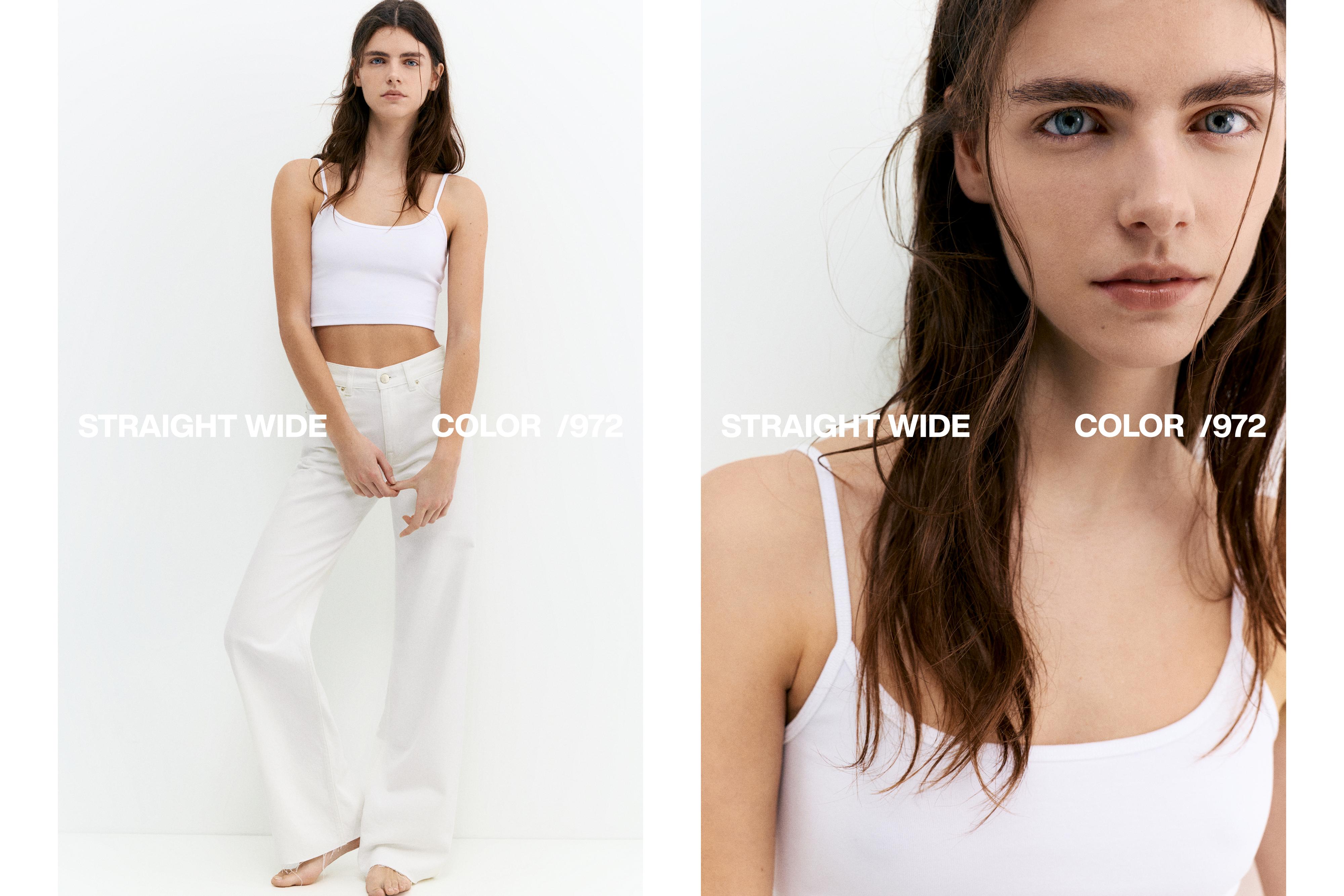 High-waist wide straight-leg jeans — White-t