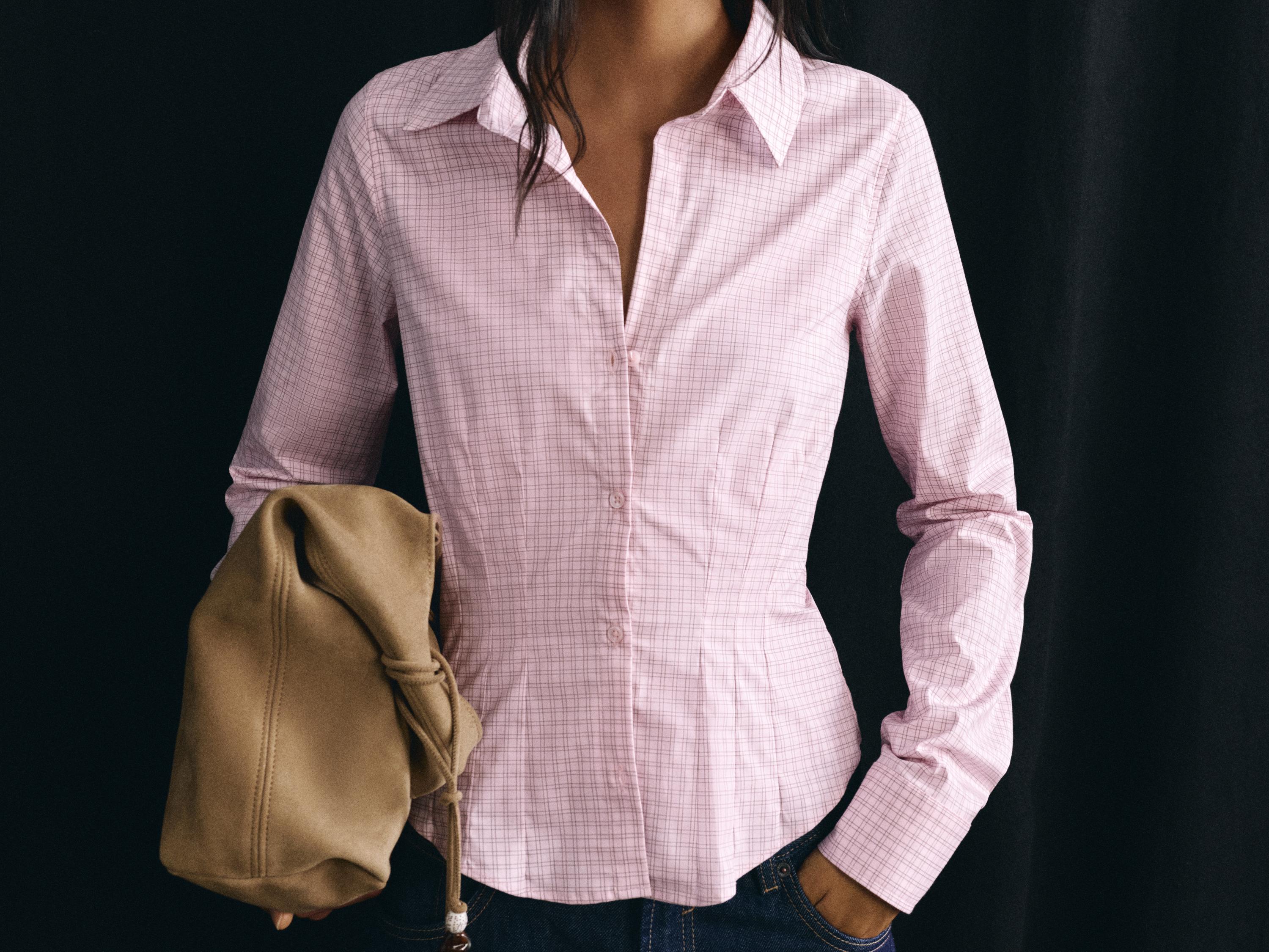 Fitted wide-cuff shirt — Pink