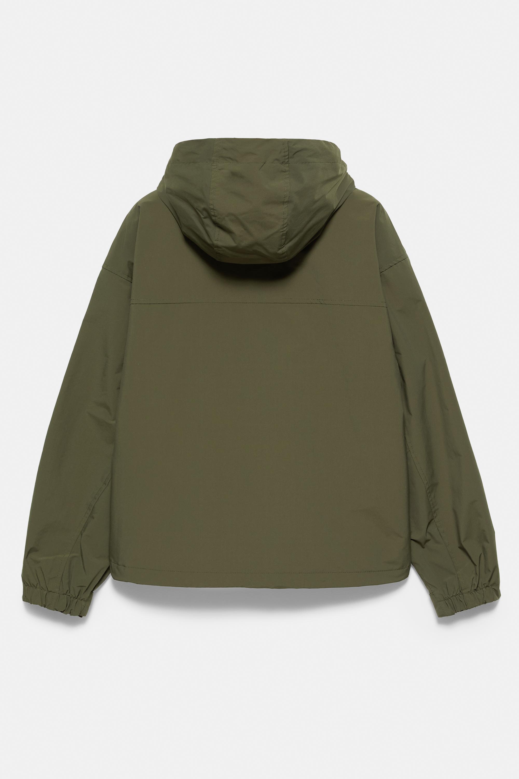 Lightweight hooded raincoat — Khaki