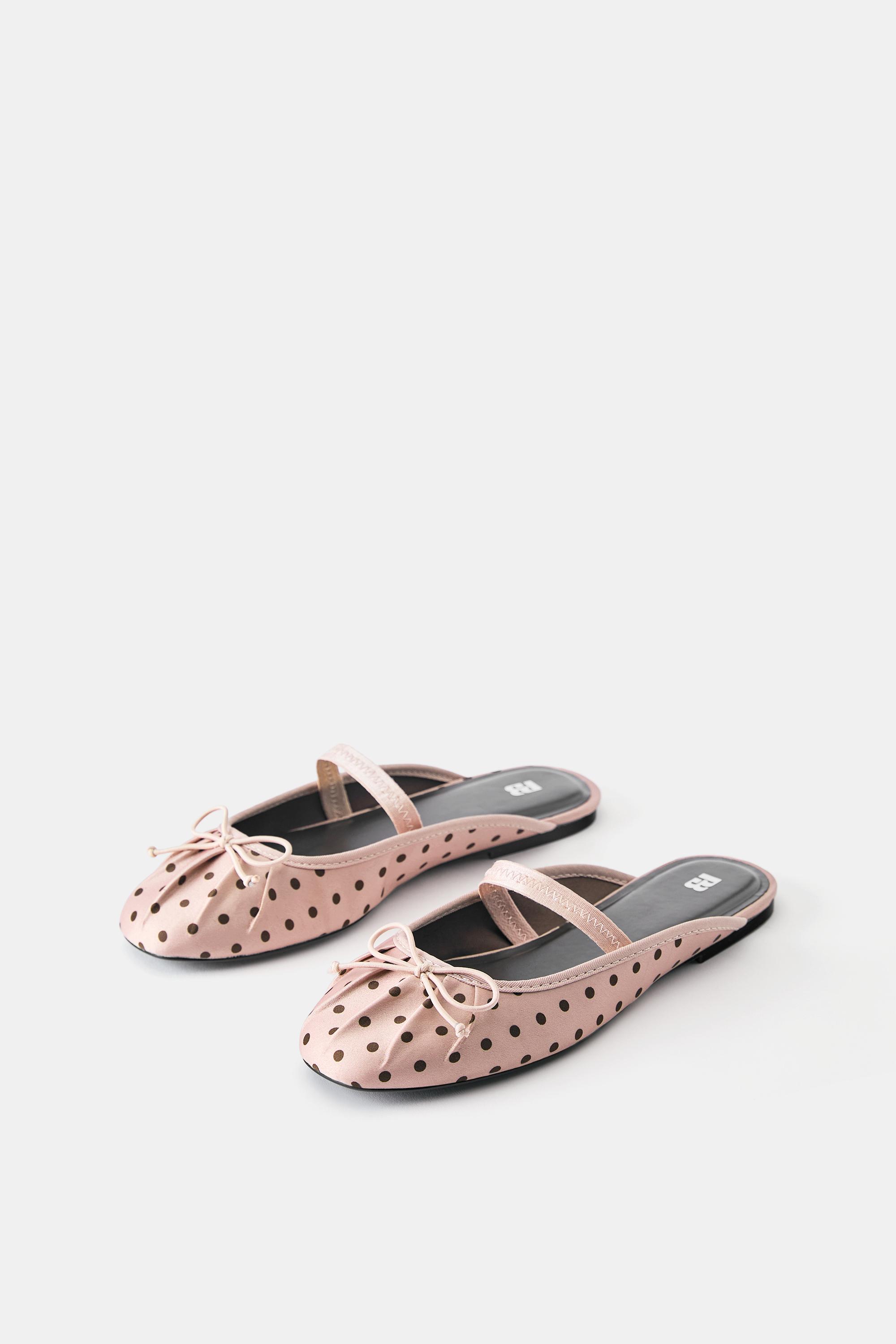 Polka dot slingback ballet flats — Pink