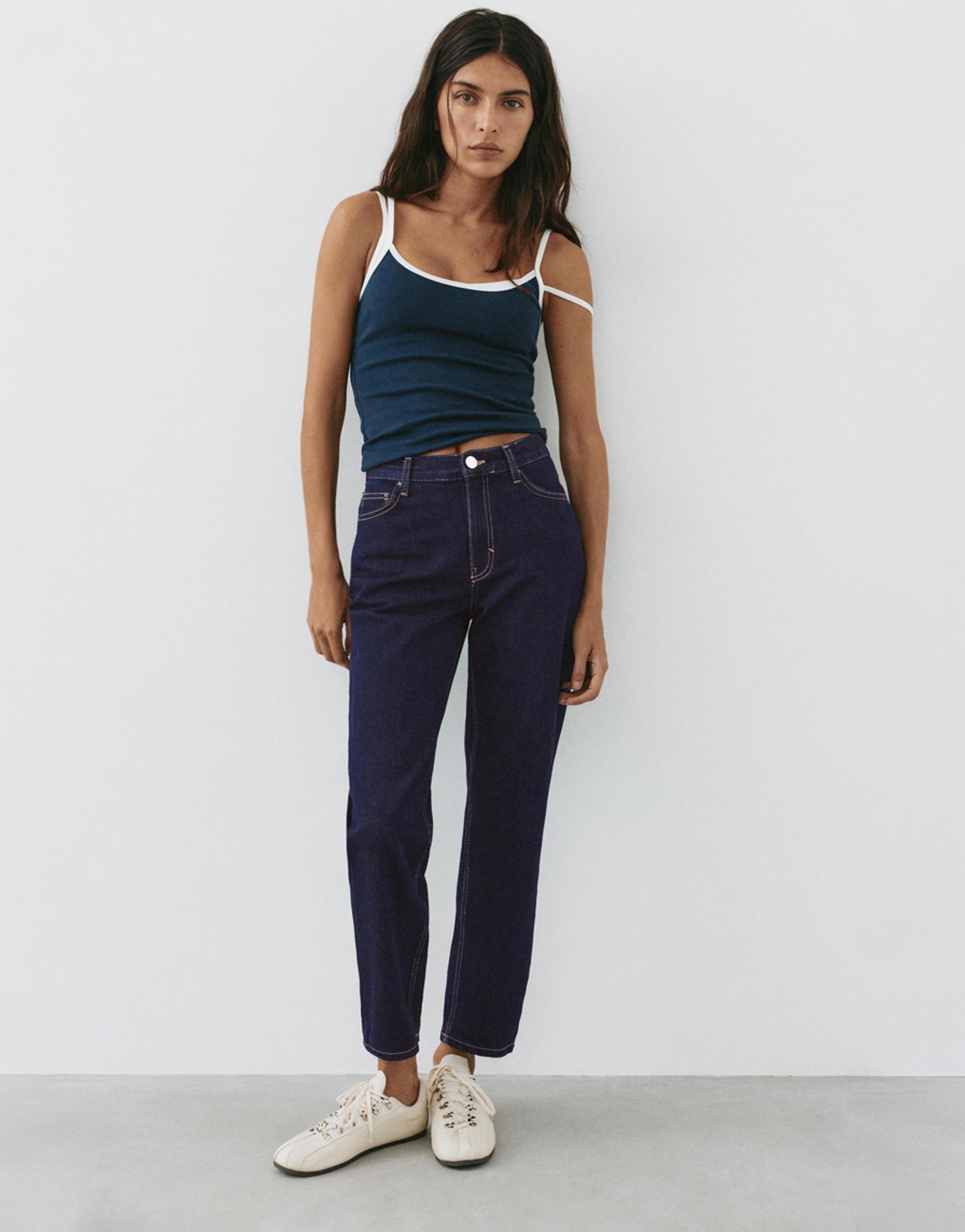 High-waist mom jeans — Ink blue