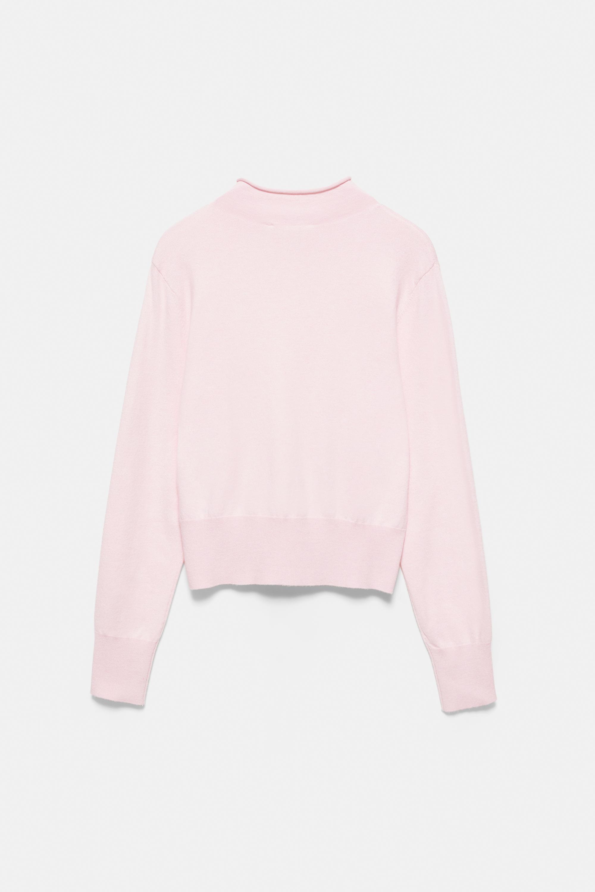 High-neck cardigan — Dusty pink