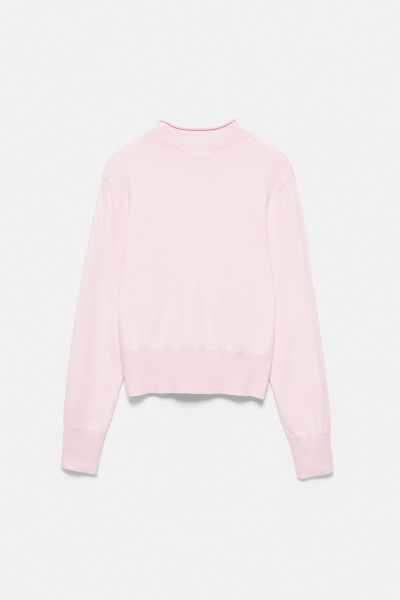 High-neck cardigan — Dusty pink